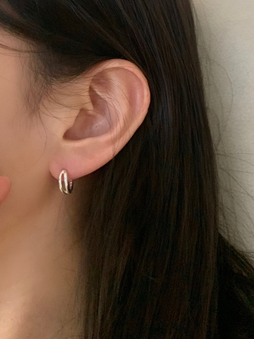 [925silver] one-touch duo ring earrings