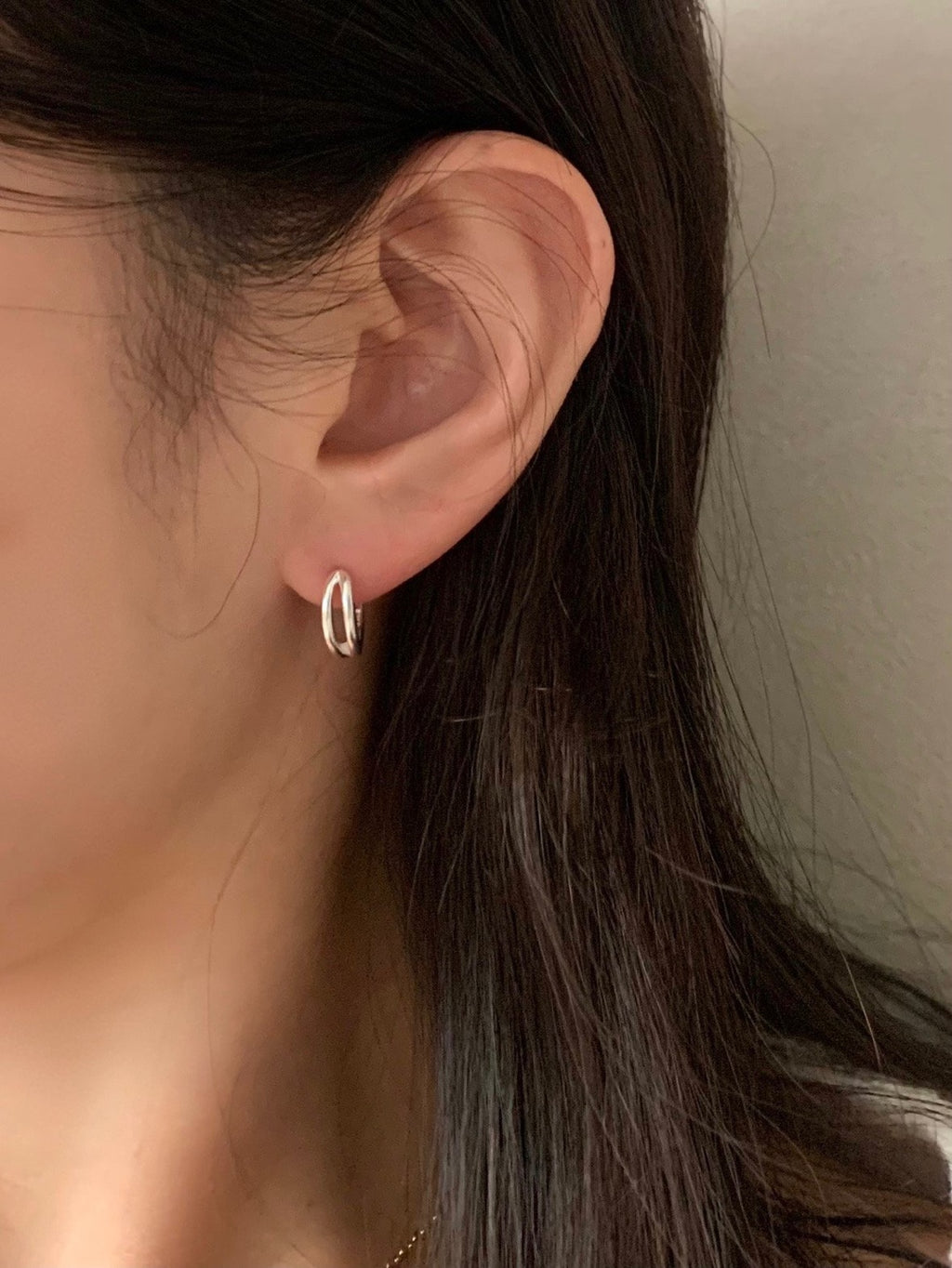 [925silver] one-touch duo ring earrings
