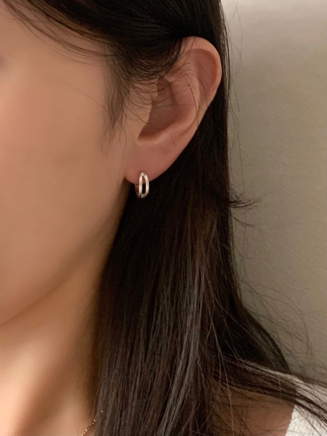 [925silver] one-touch duo ring earrings