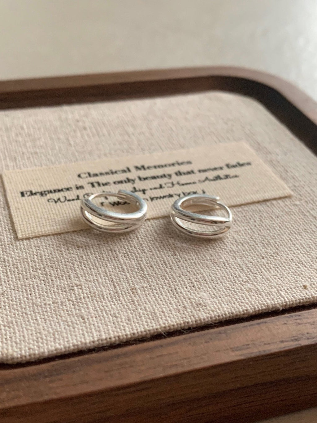 [925silver] one-touch duo ring earrings