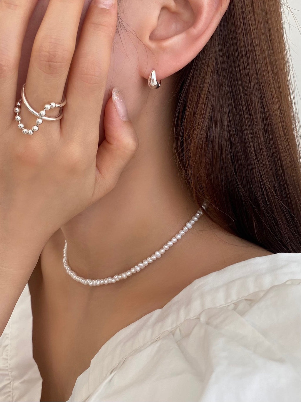 [925silver] bold water drop earrings