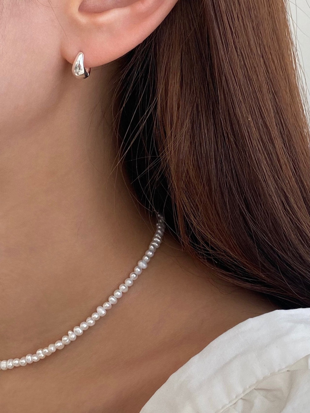 [925silver] bold water drop earrings