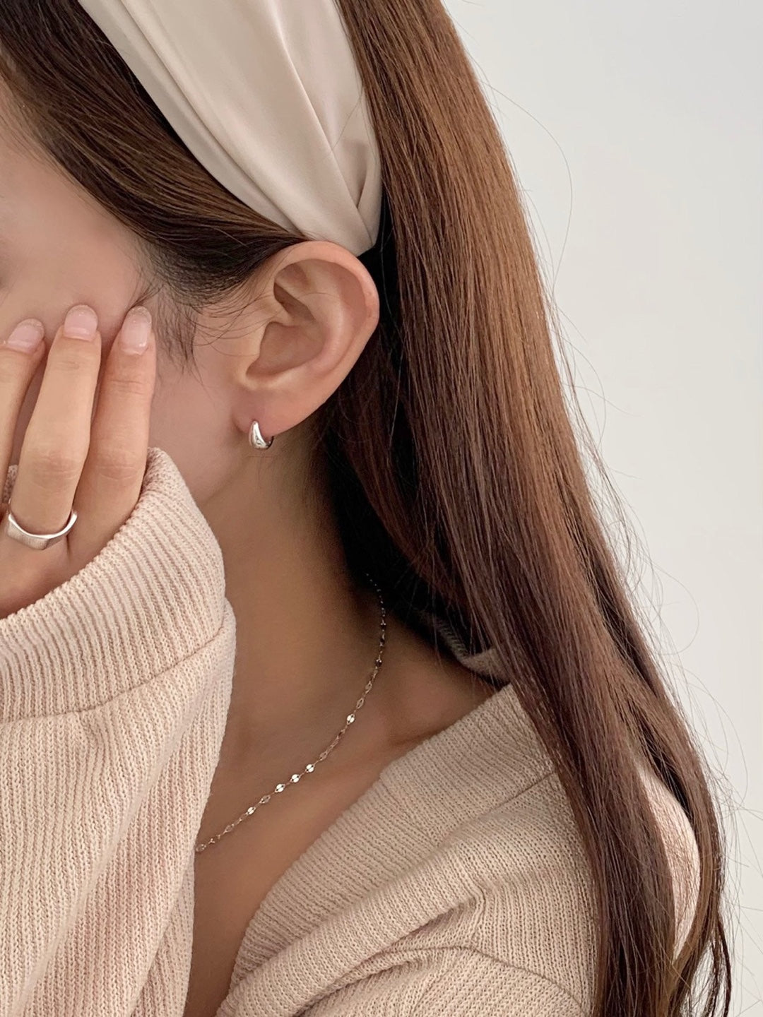 [925silver] bold water drop earrings