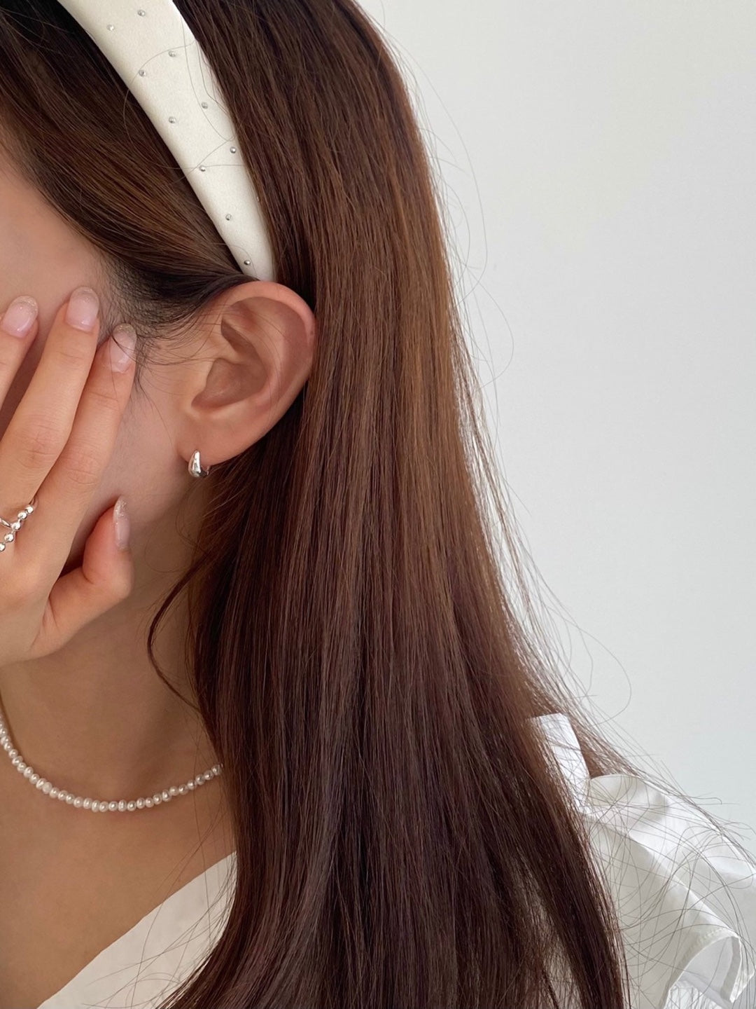 [925silver] bold water drop earrings