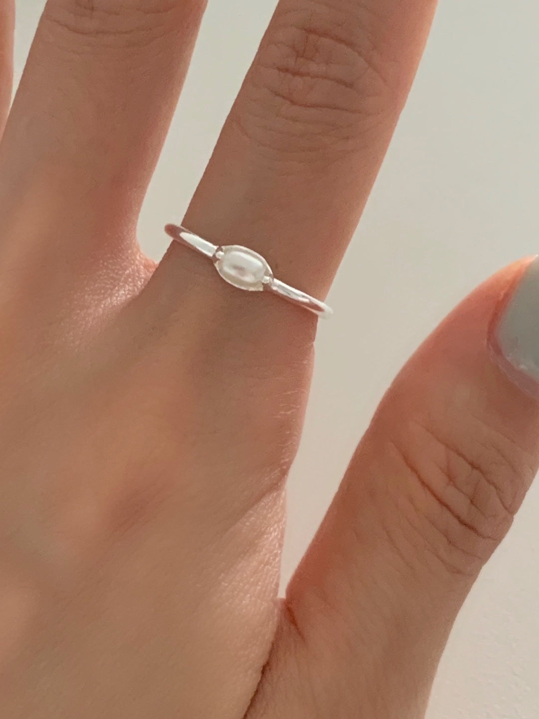 [925silver] simple pearl open ring