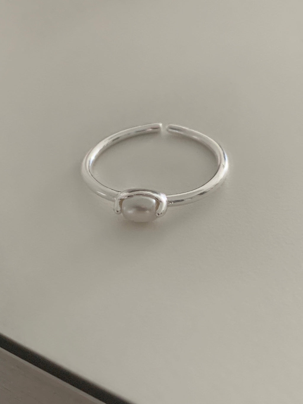 [925silver] simple pearl open ring