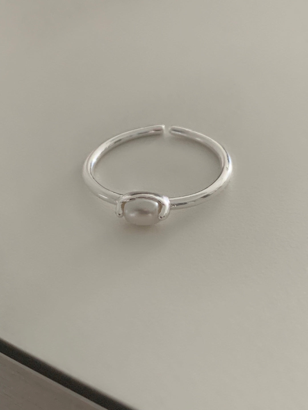 [925silver] simple pearl open ring