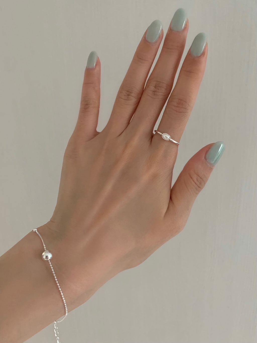 [925silver] simple pearl open ring