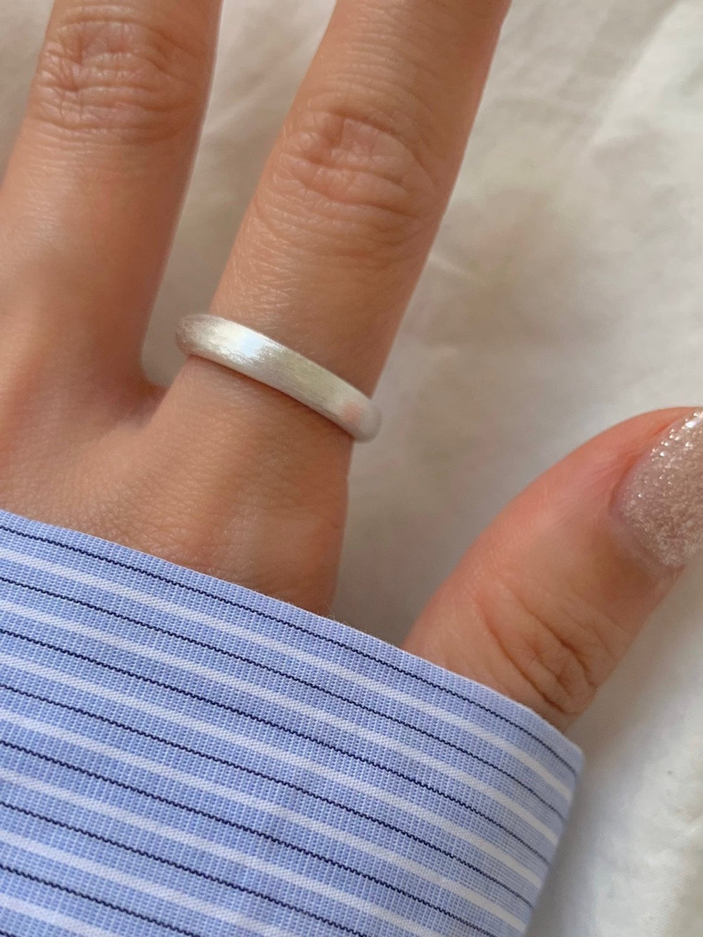 [925silver] matte simple open ring