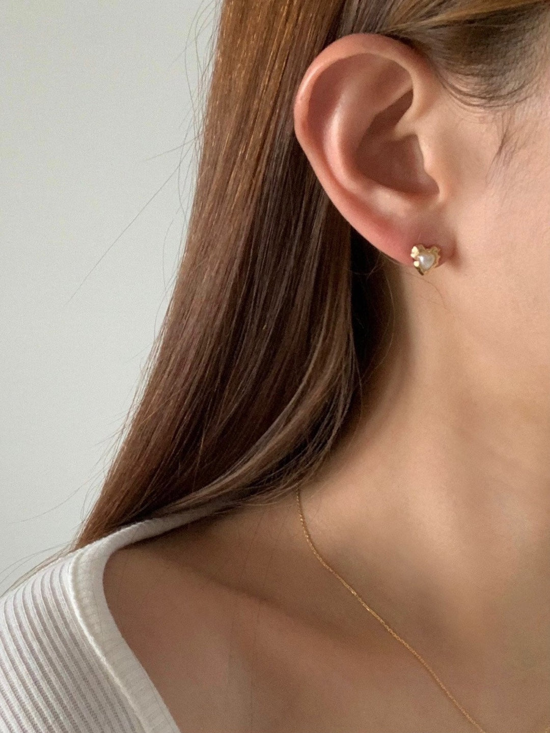 [925silver] vintage heart pearl earrings