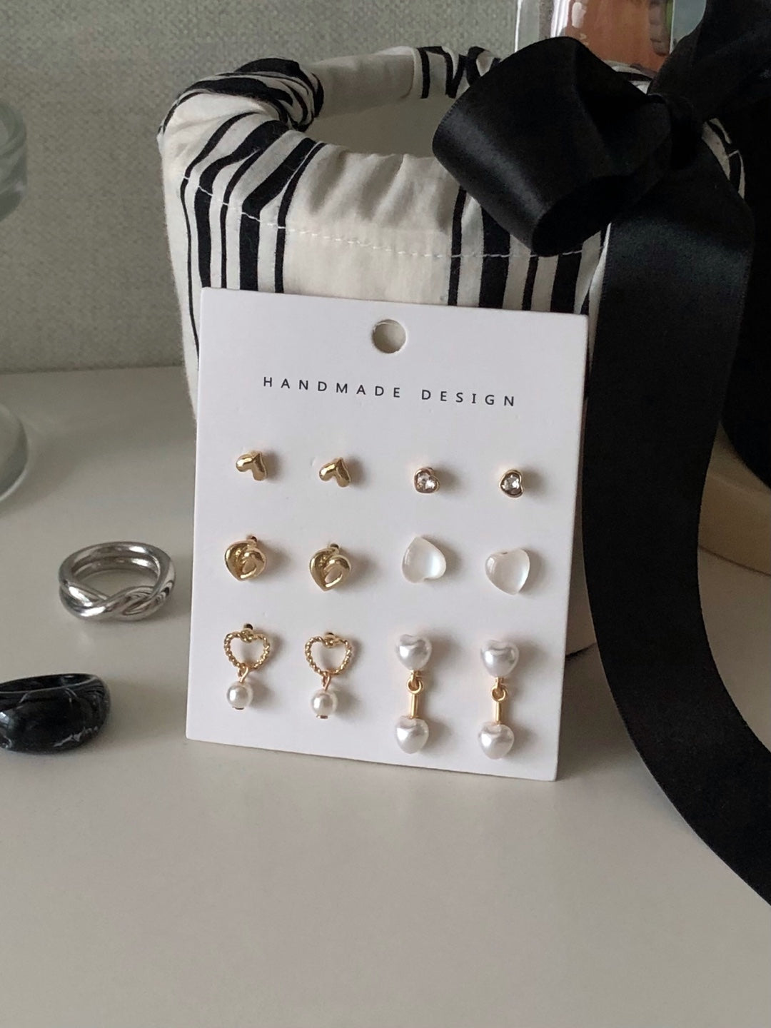 6-in-1 mini hearts earrings set
