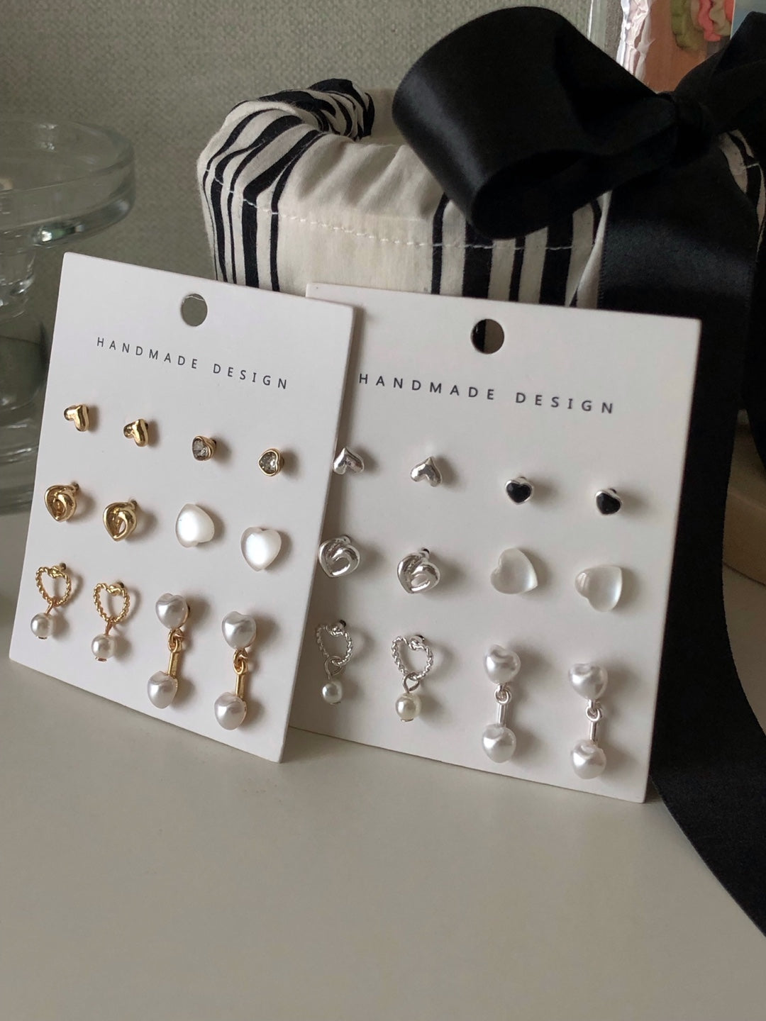 6-in-1 mini hearts earrings set