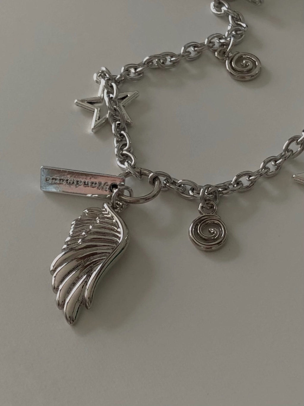 toggle bar angel wing chain bracelet