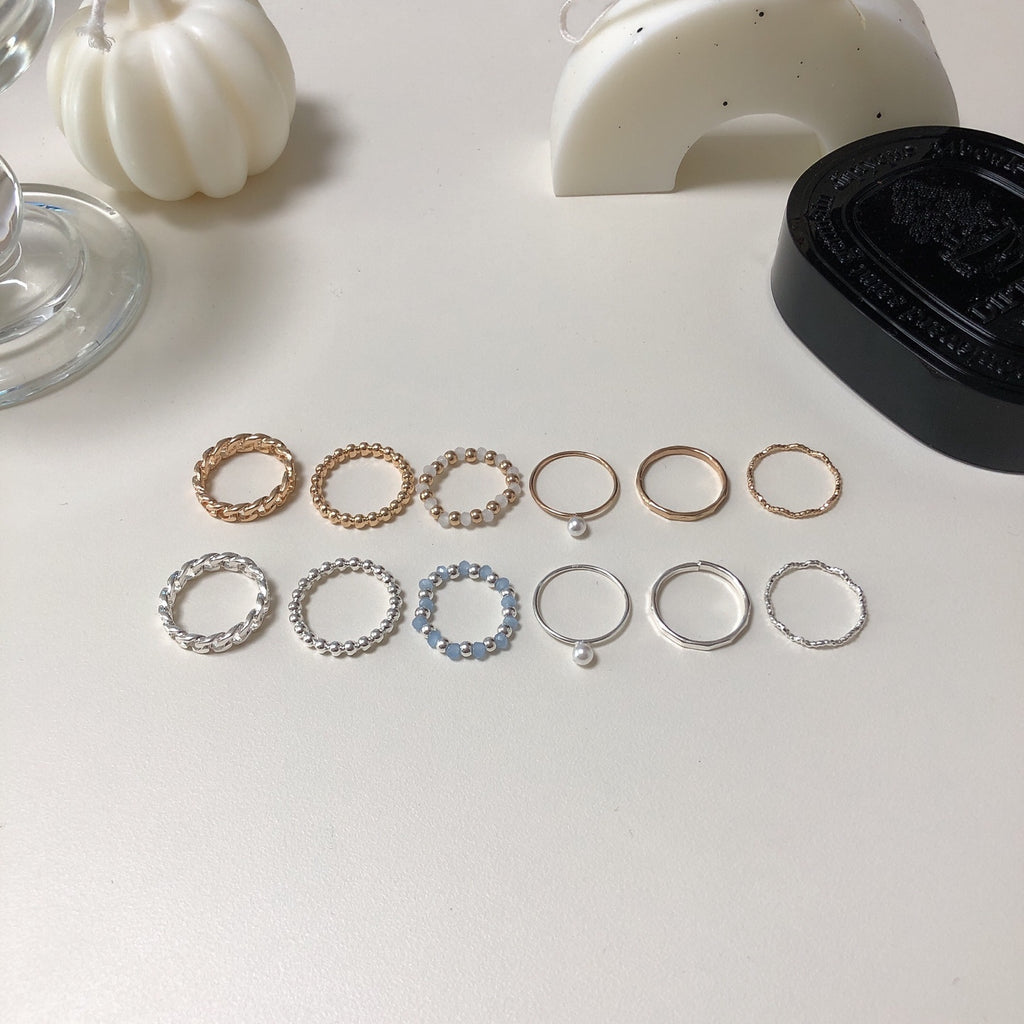 6-in-1 beaded chain ring set