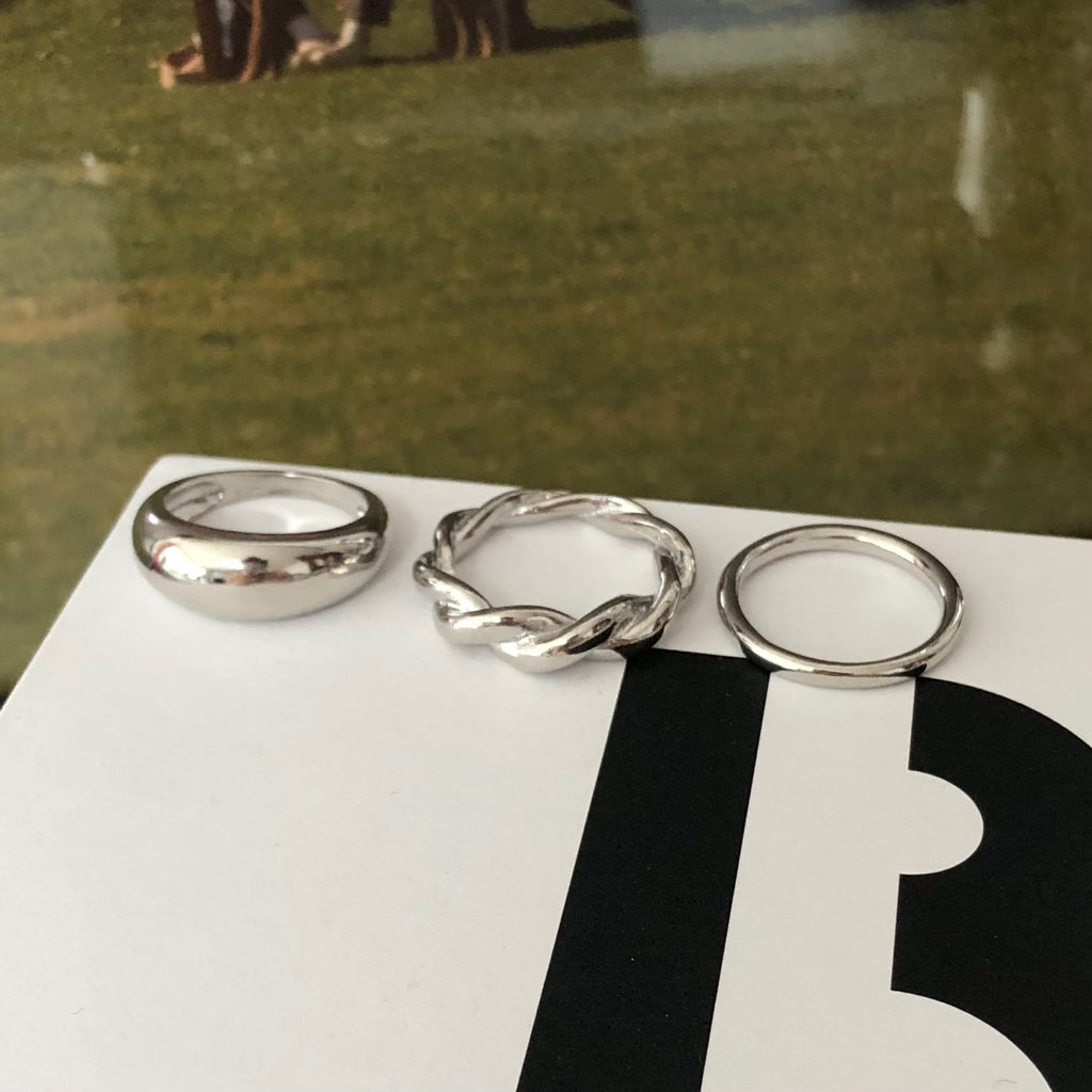 3-in-1 basic twisted bold layered ring