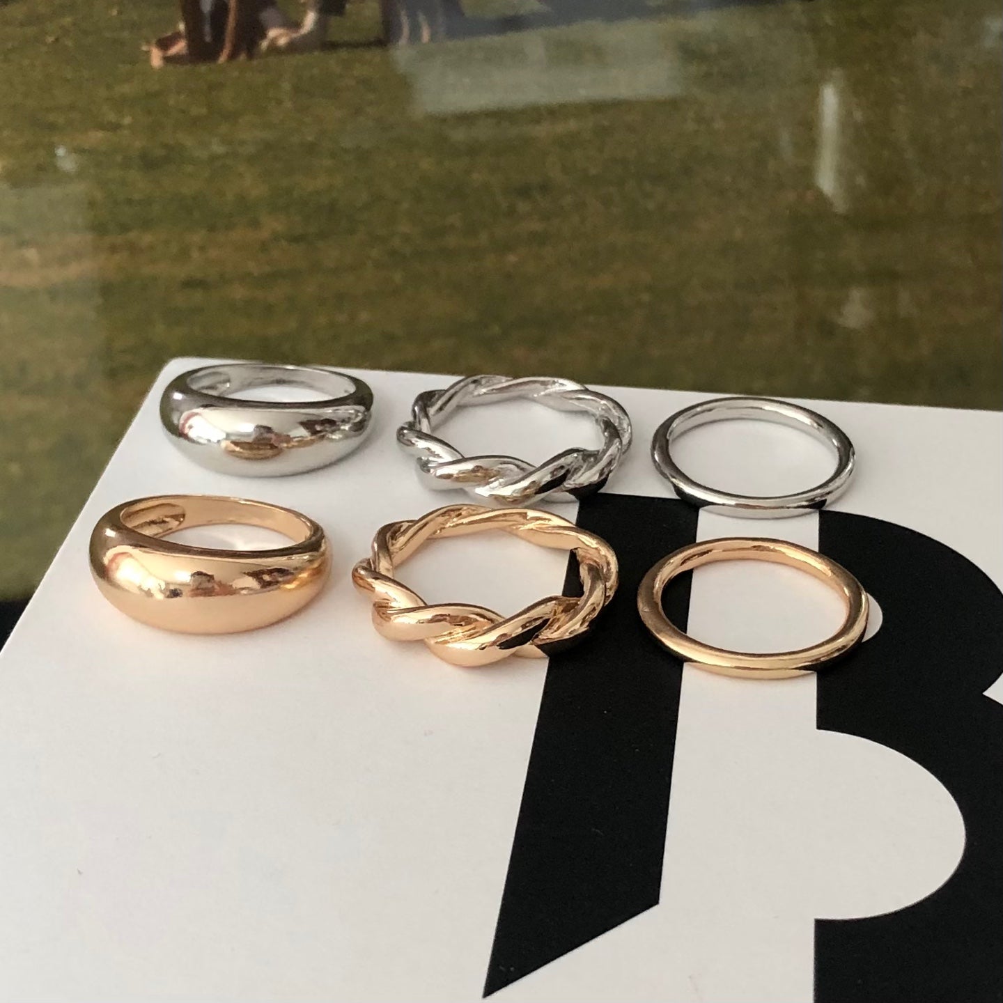 3-in-1 basic twisted bold layered ring