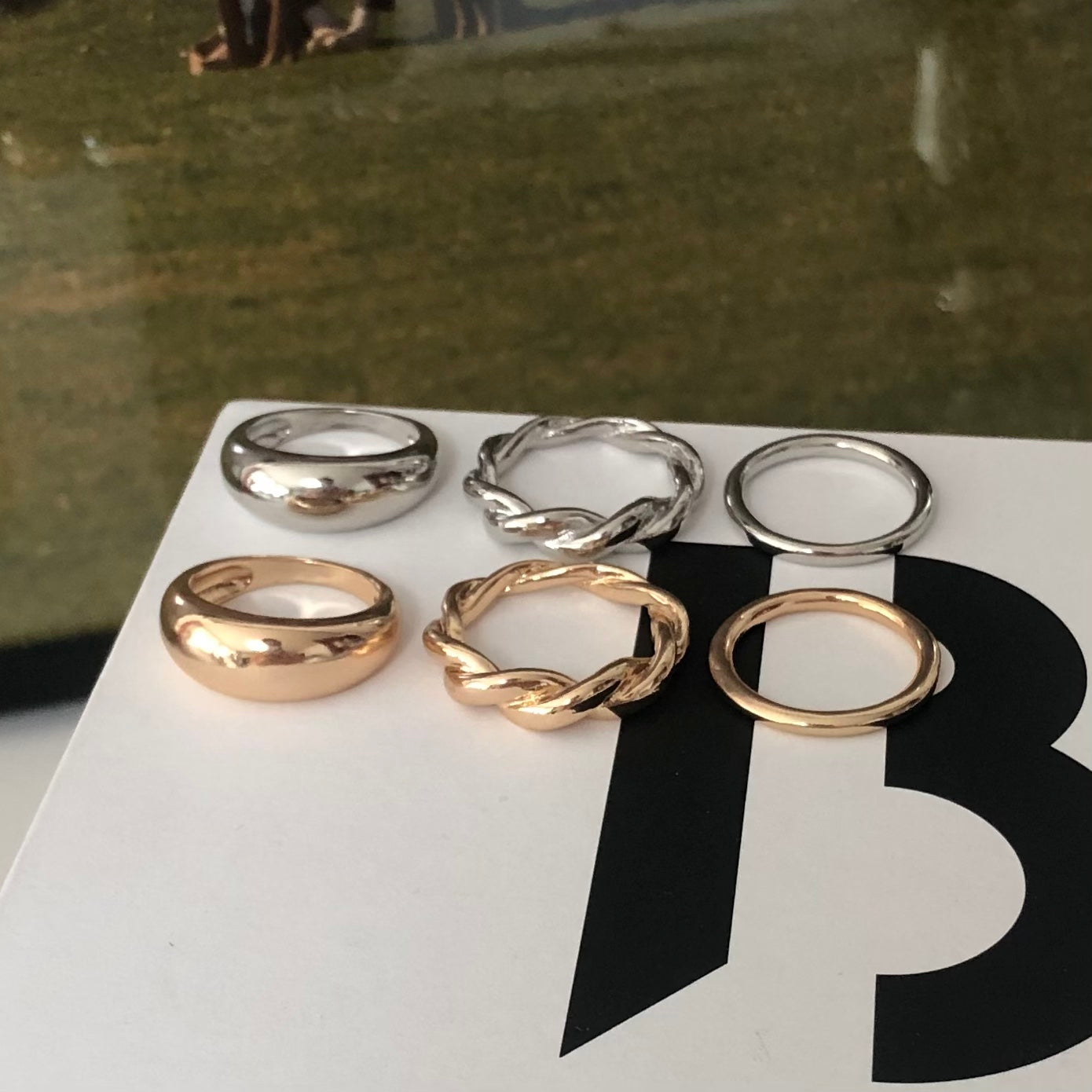 3-in-1 basic twisted bold layered ring