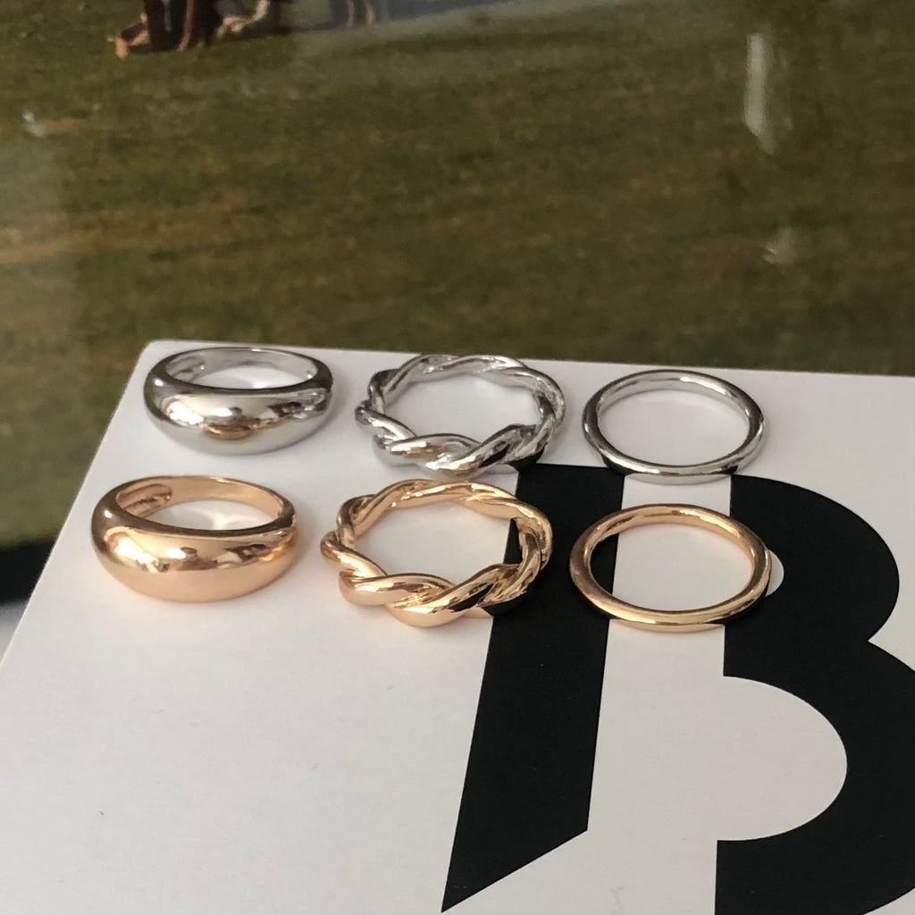 3-in-1 basic twisted bold layered ring