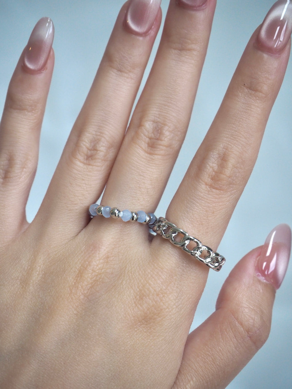 6-in-1 beaded chain ring set