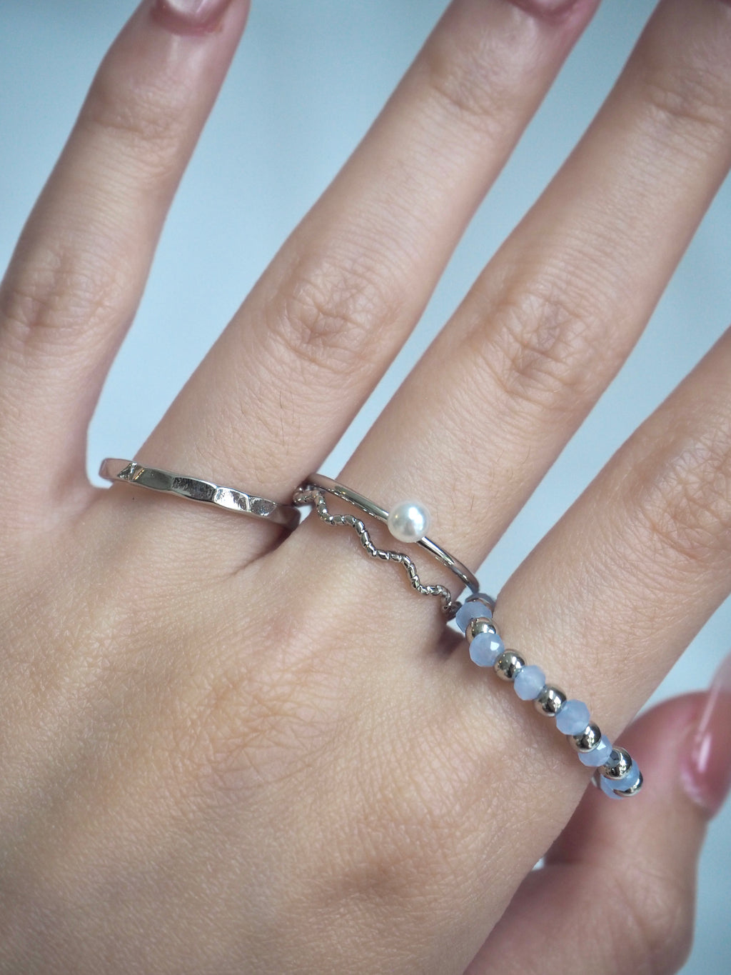 6-in-1 beaded chain ring set