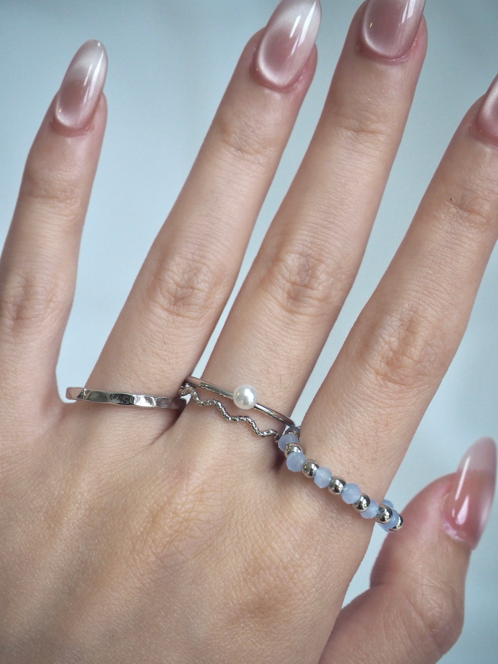 6-in-1 beaded chain ring set