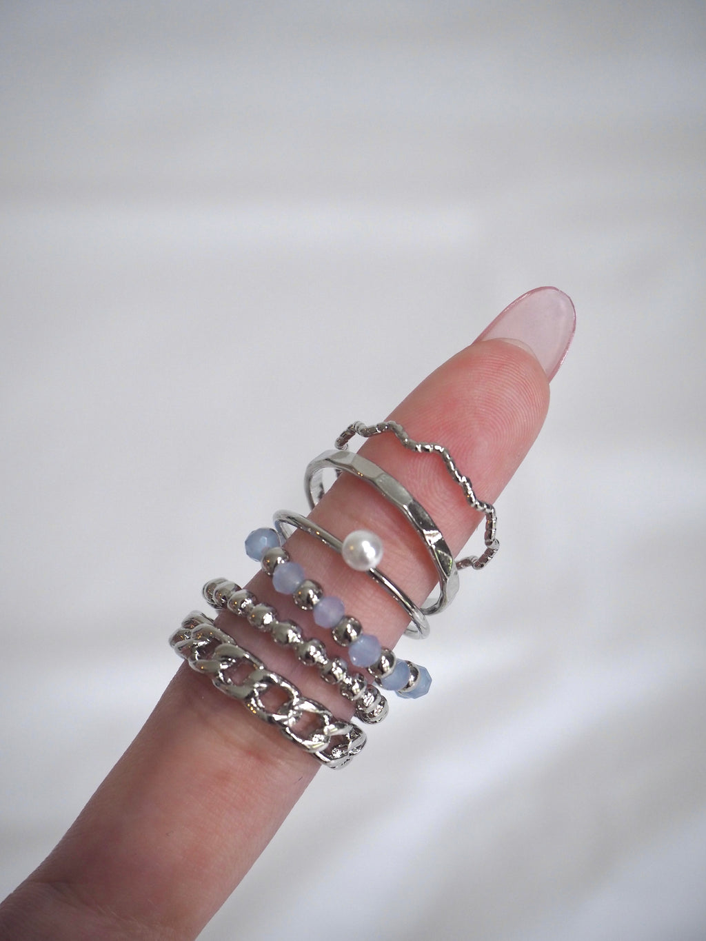 6-in-1 beaded chain ring set