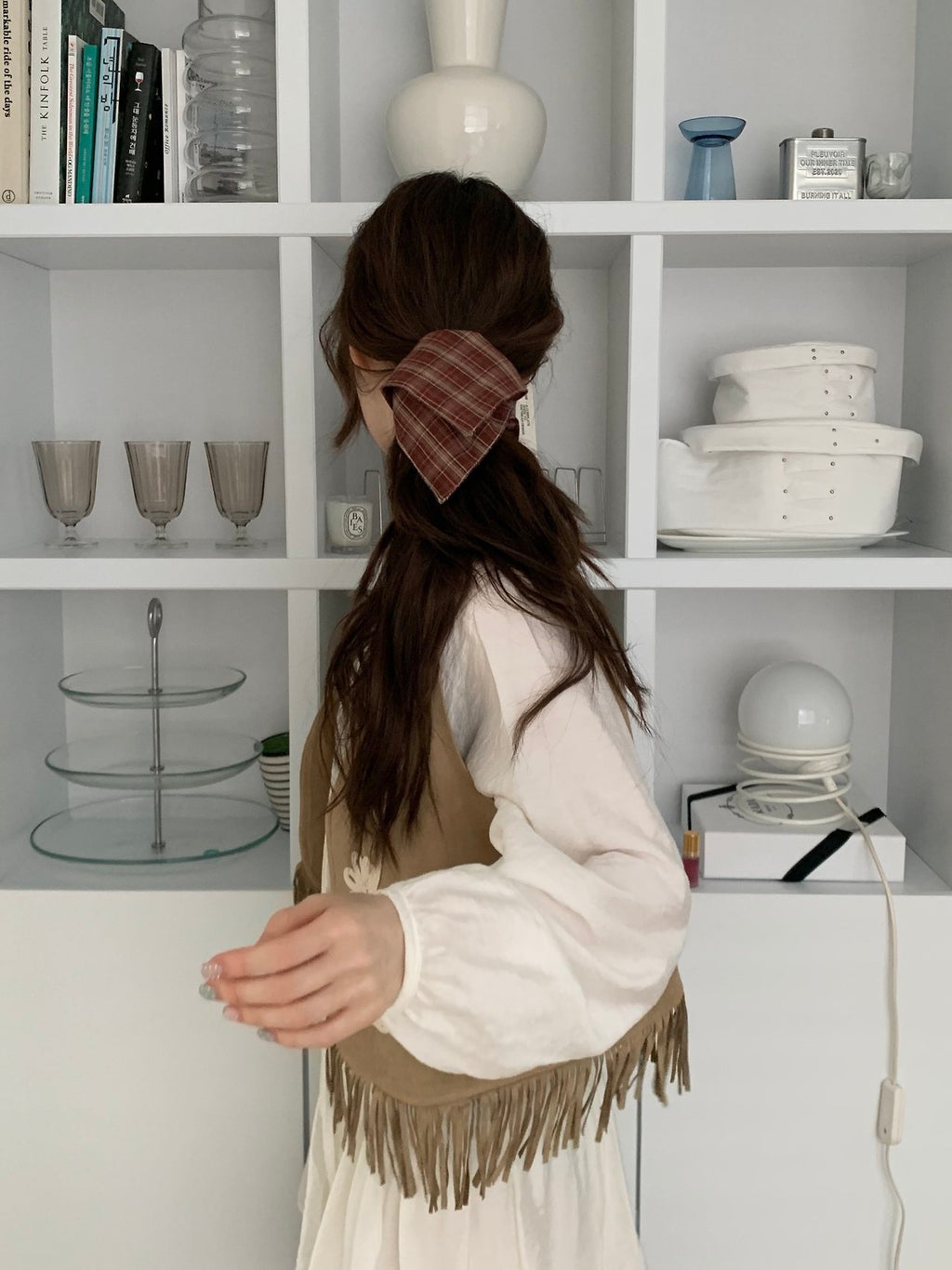 fall check square srunchie