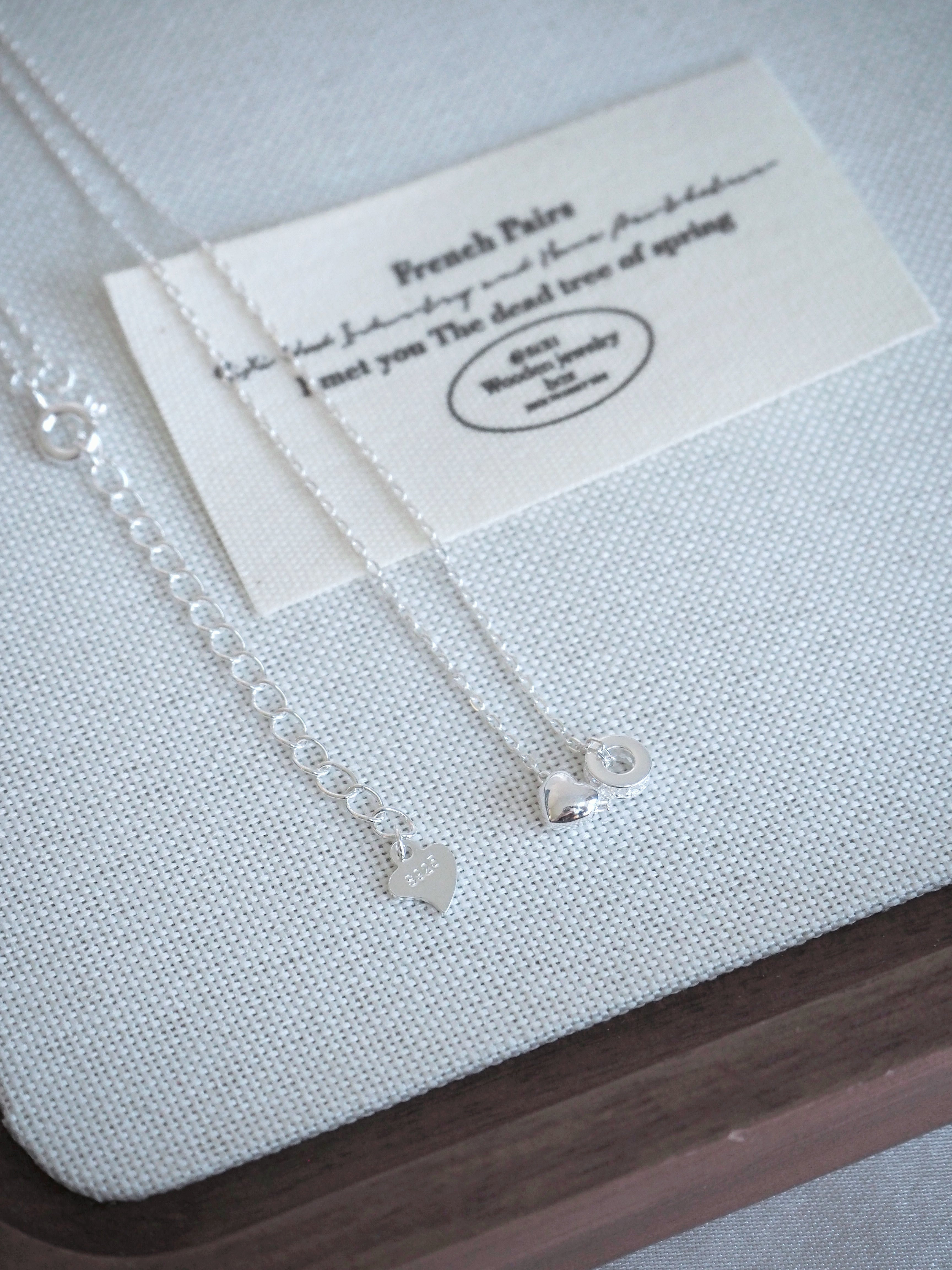 [925silver] mini heart & ring pendant necklace