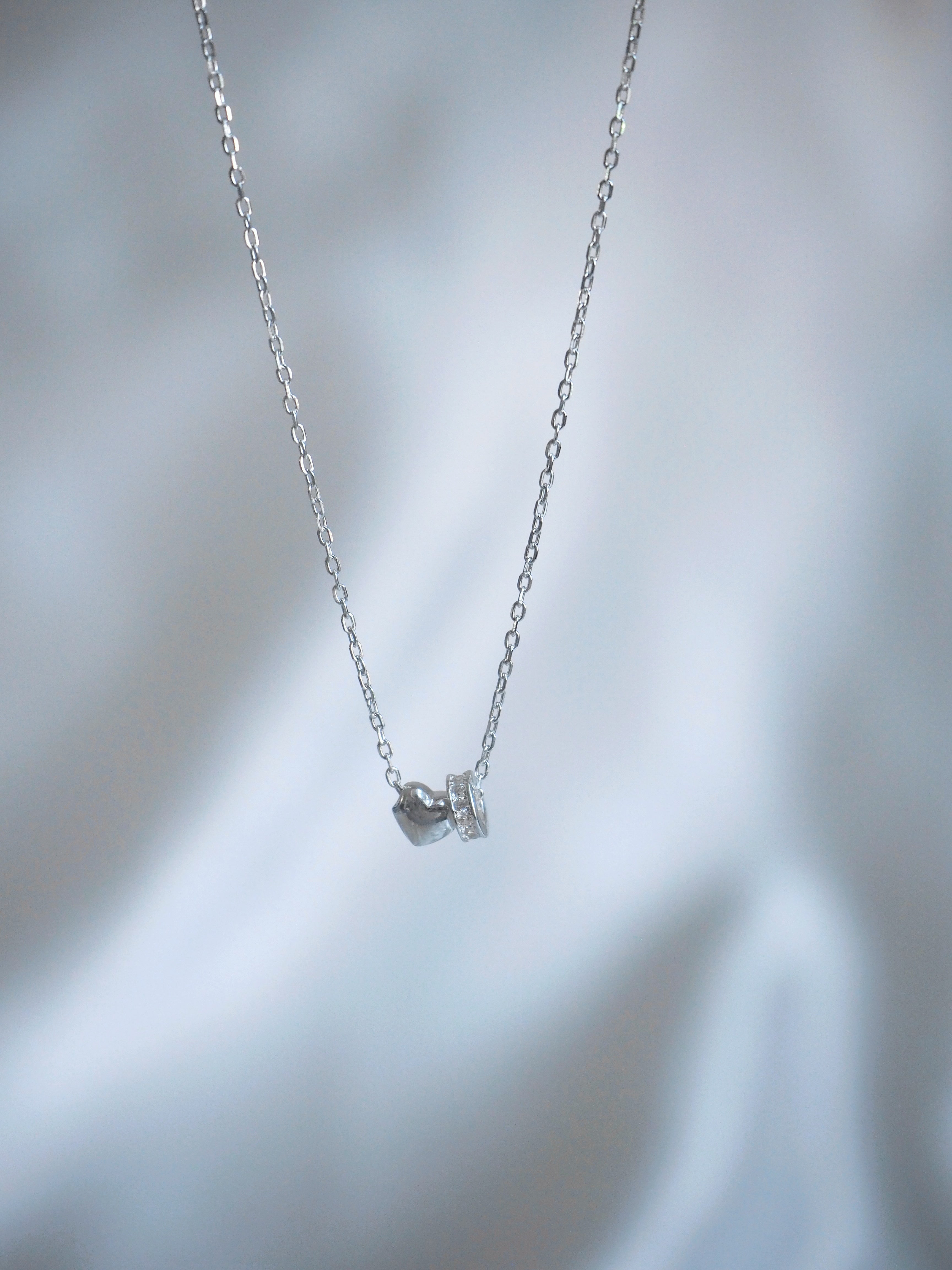 [925silver] mini heart & ring pendant necklace