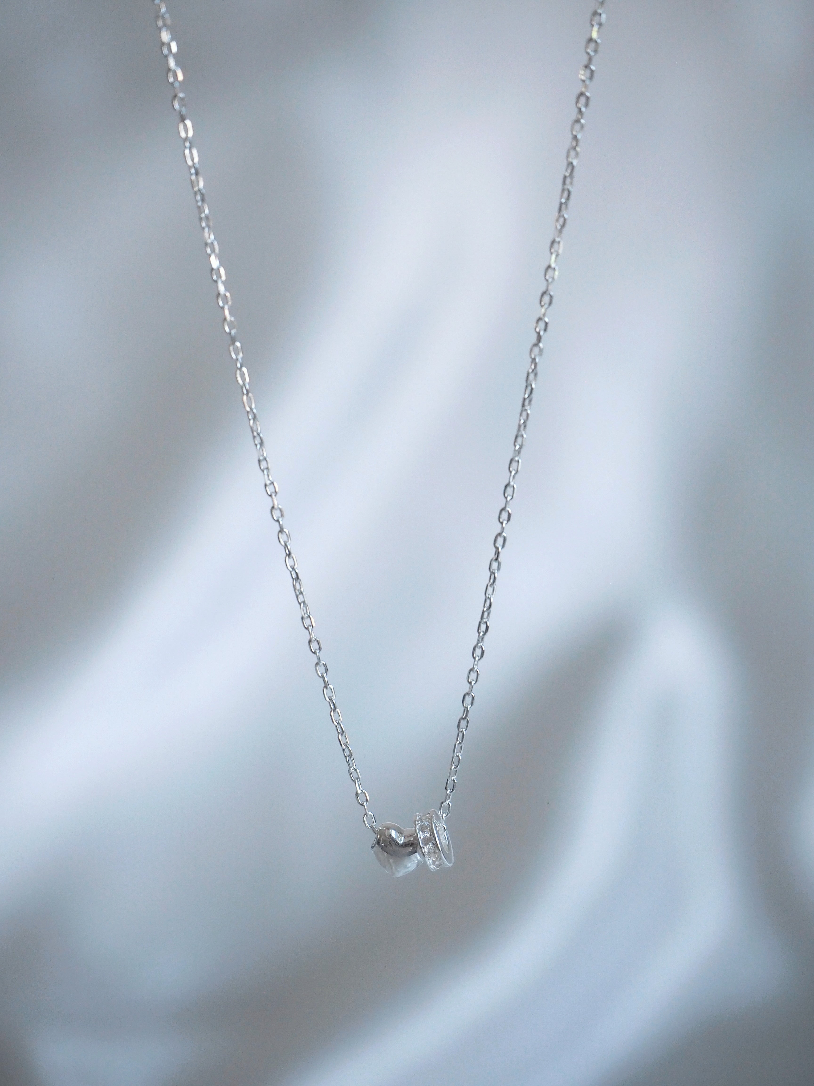 [925silver] mini heart & ring pendant necklace
