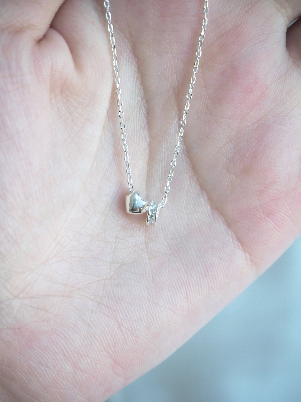 [925silver] mini heart & ring pendant necklace