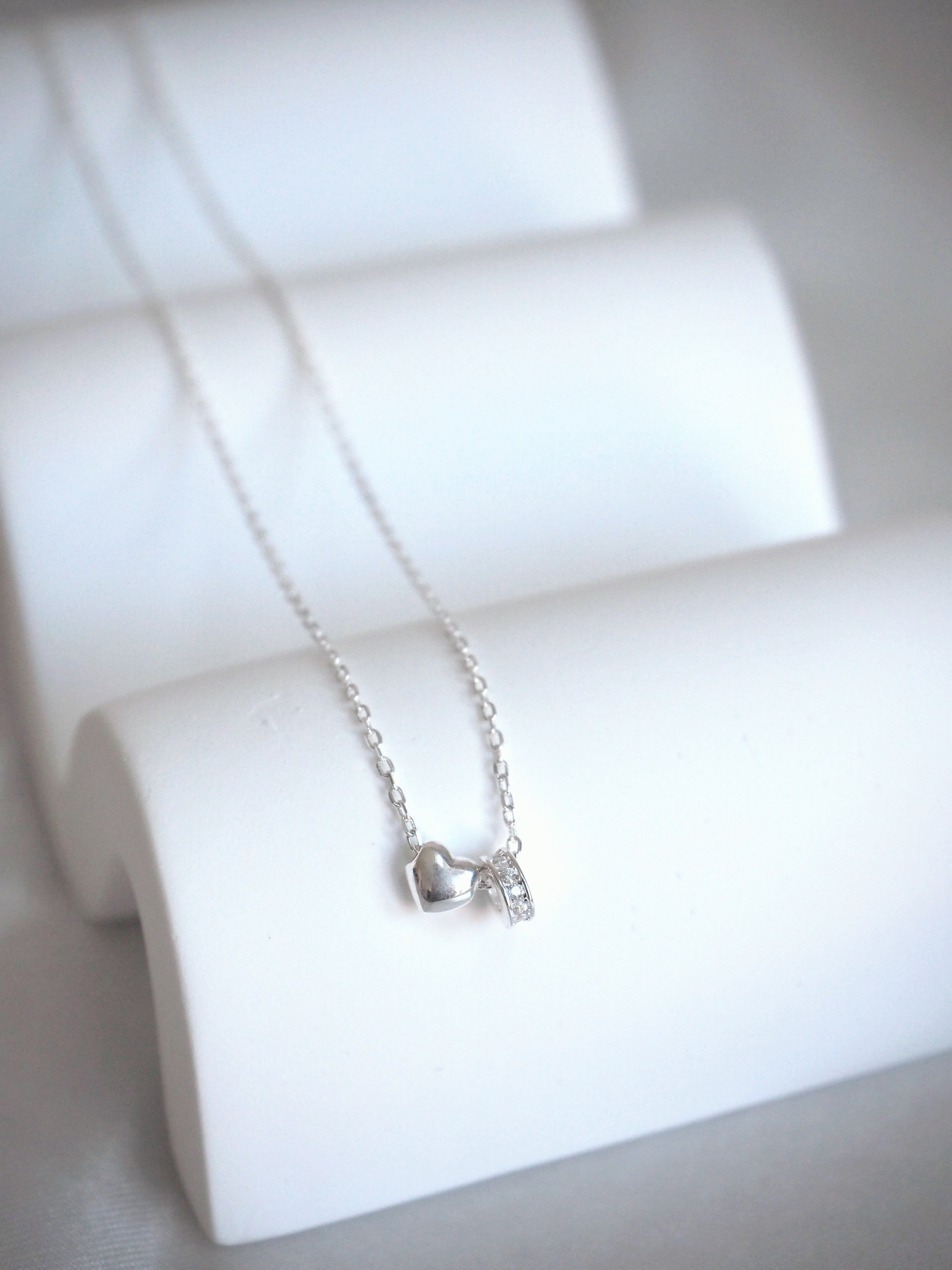 [925silver] mini heart & ring pendant necklace
