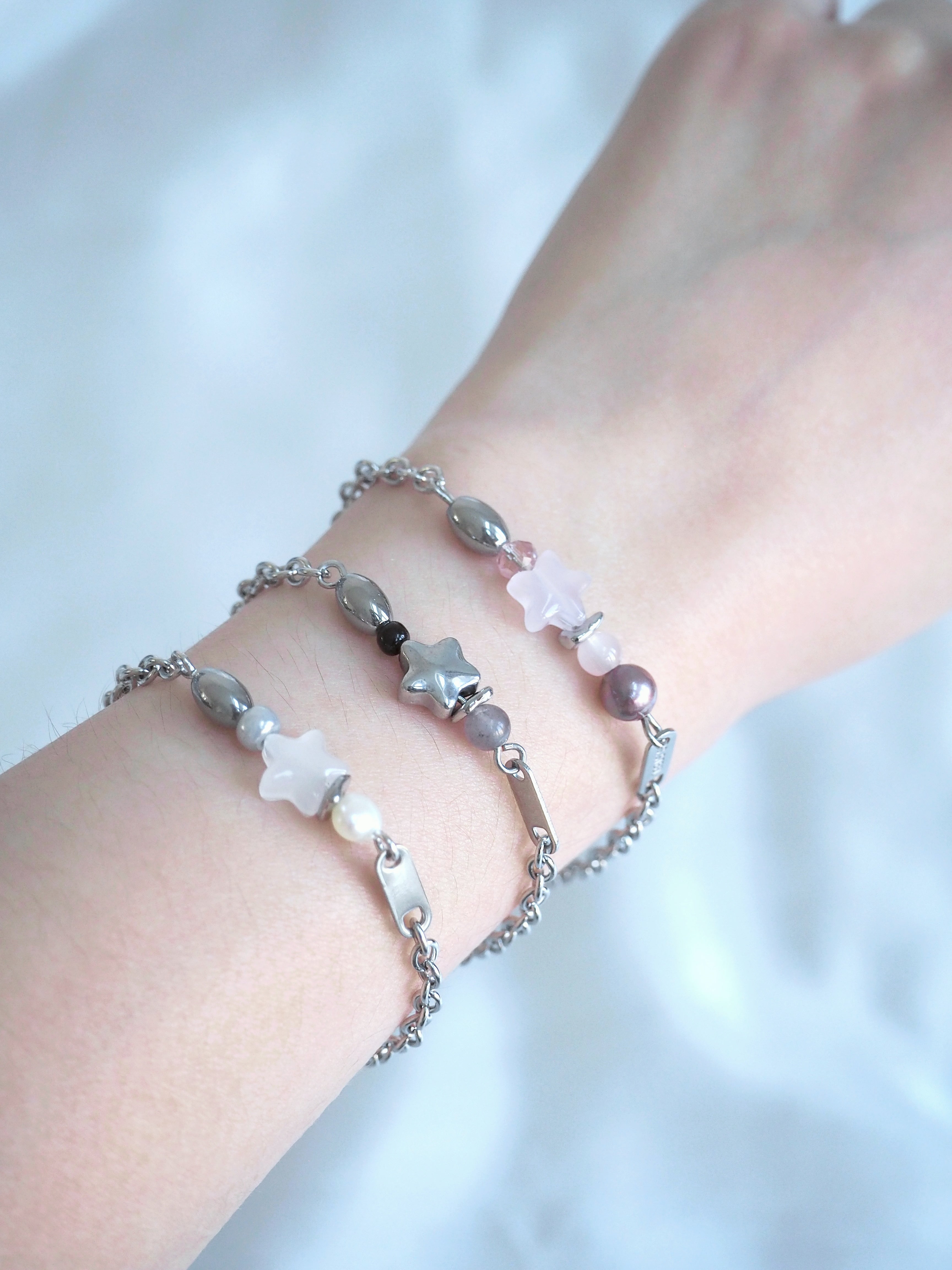 [surgical steel] star beads bracelet