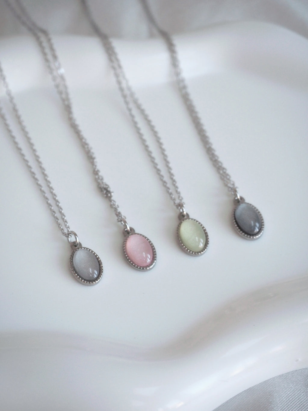 [surgical steel] basic gemstone necklace