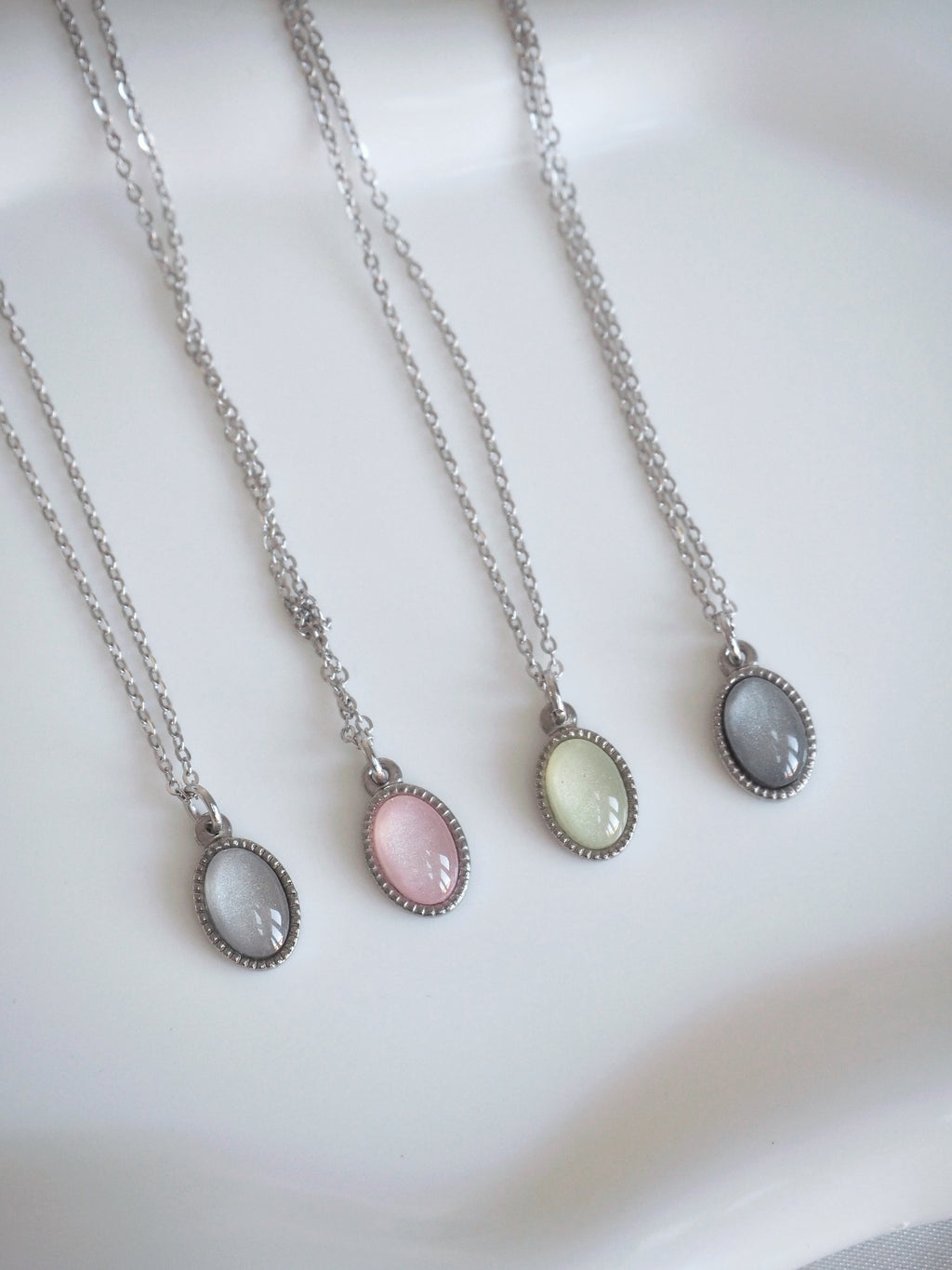 [surgical steel] basic gemstone necklace