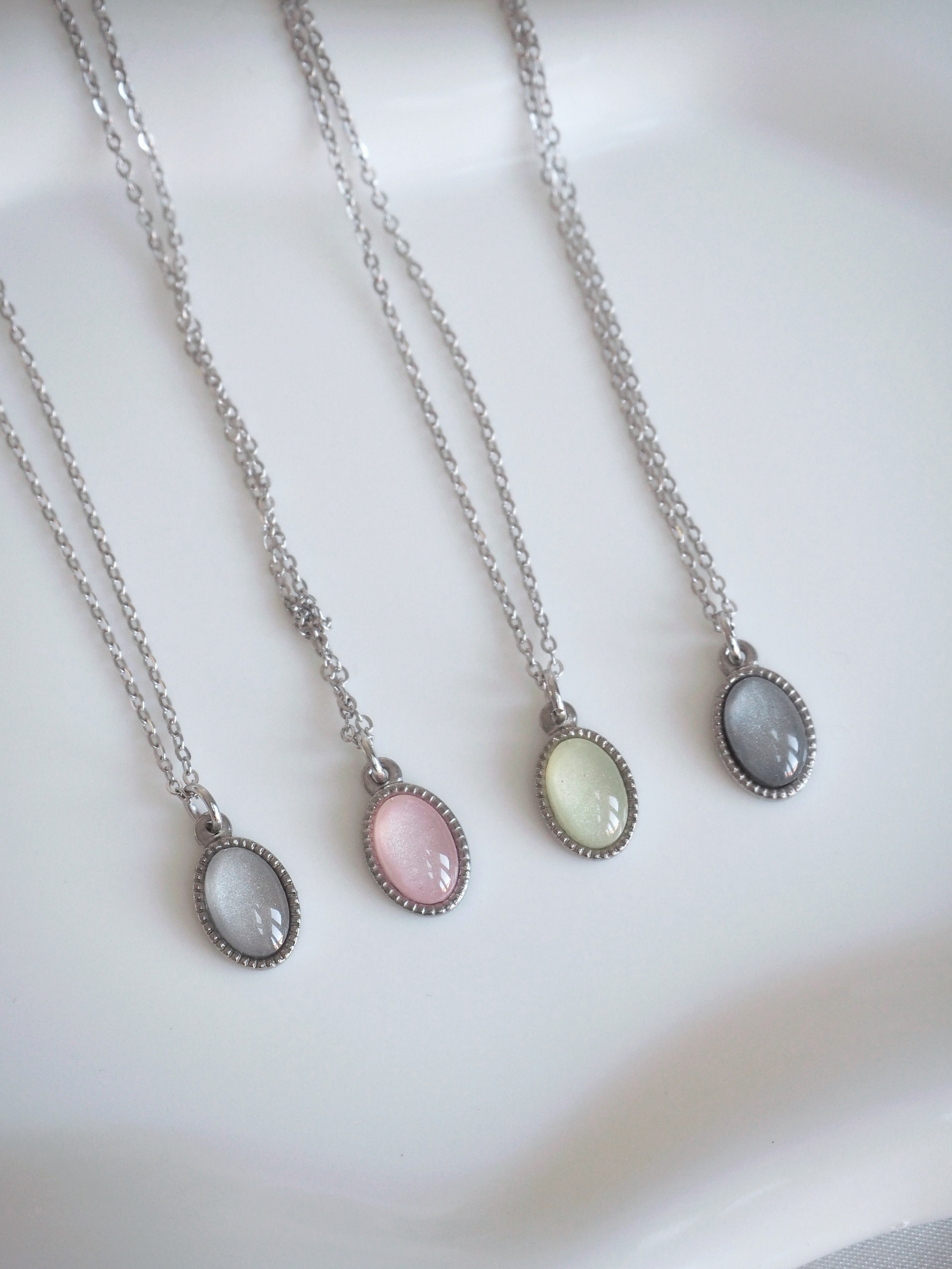 [surgical steel] basic gemstone necklace