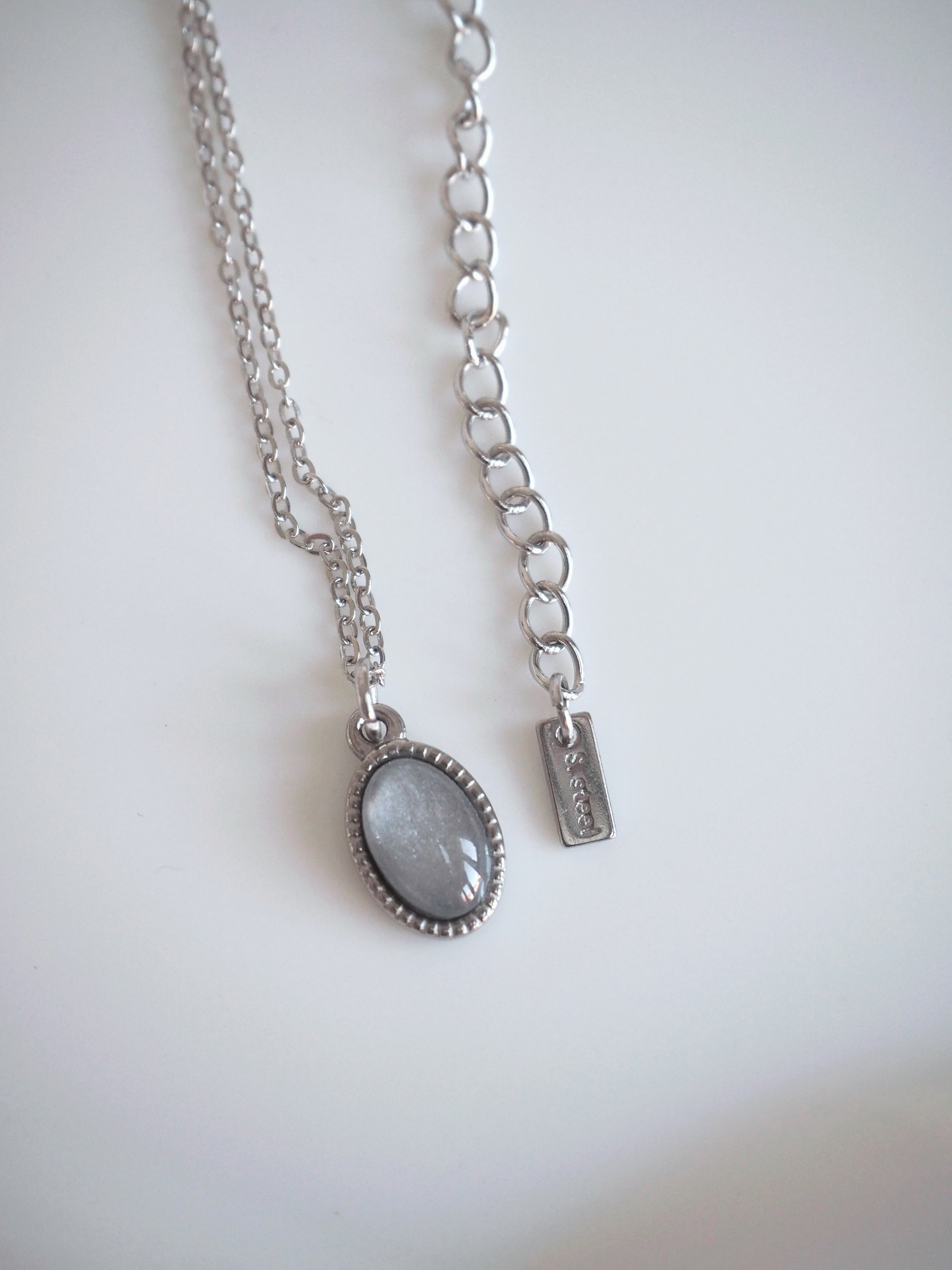 [surgical steel] basic gemstone necklace