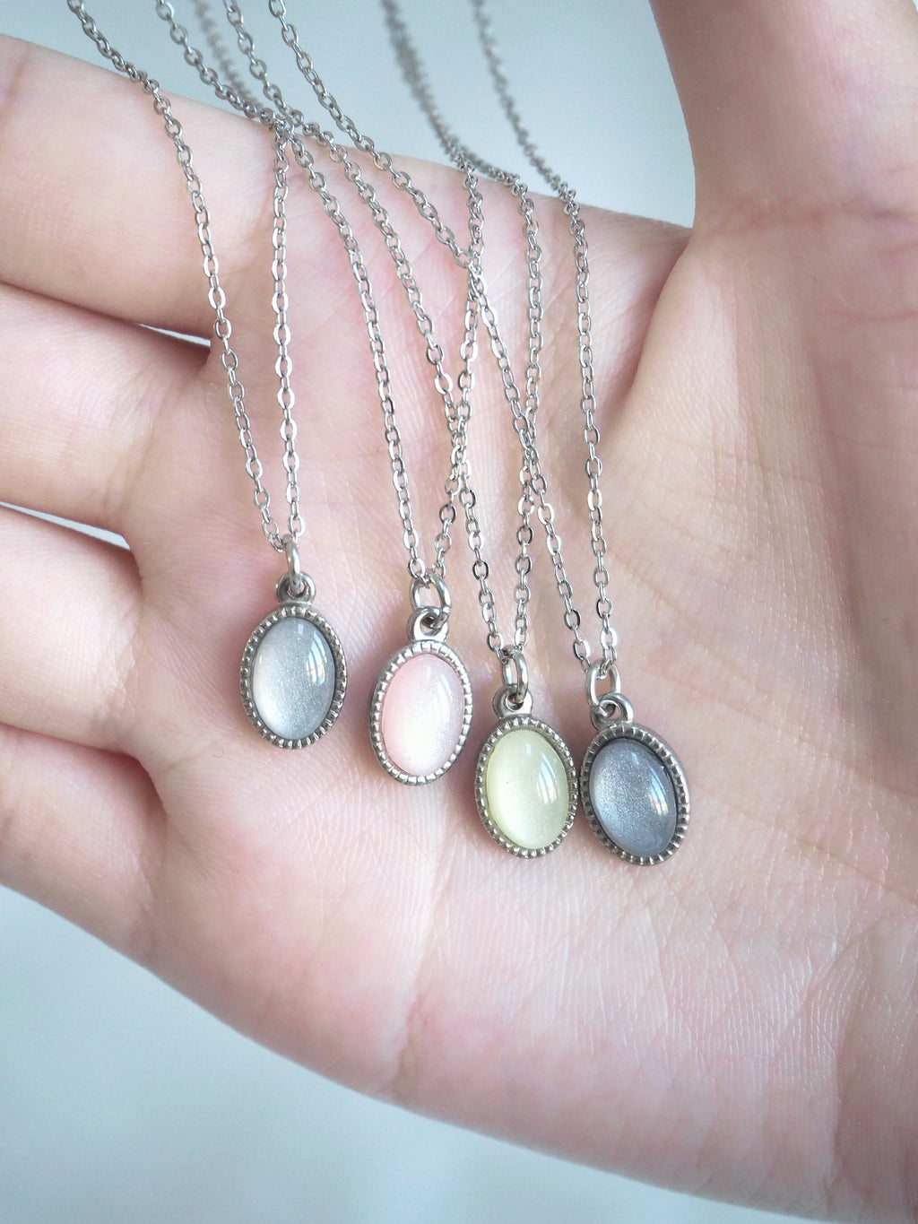 [surgical steel] basic gemstone necklace