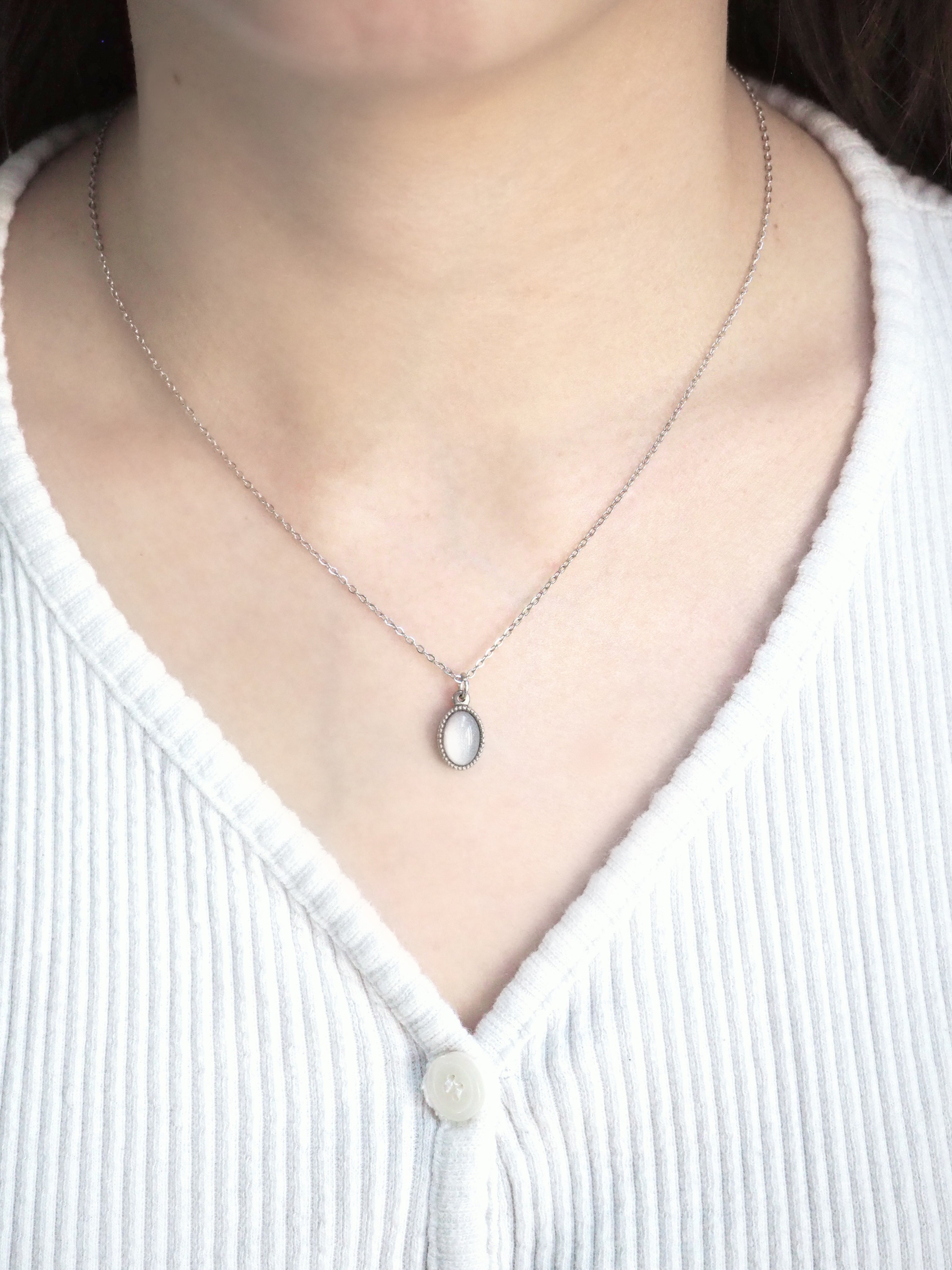 [surgical steel] basic gemstone necklace