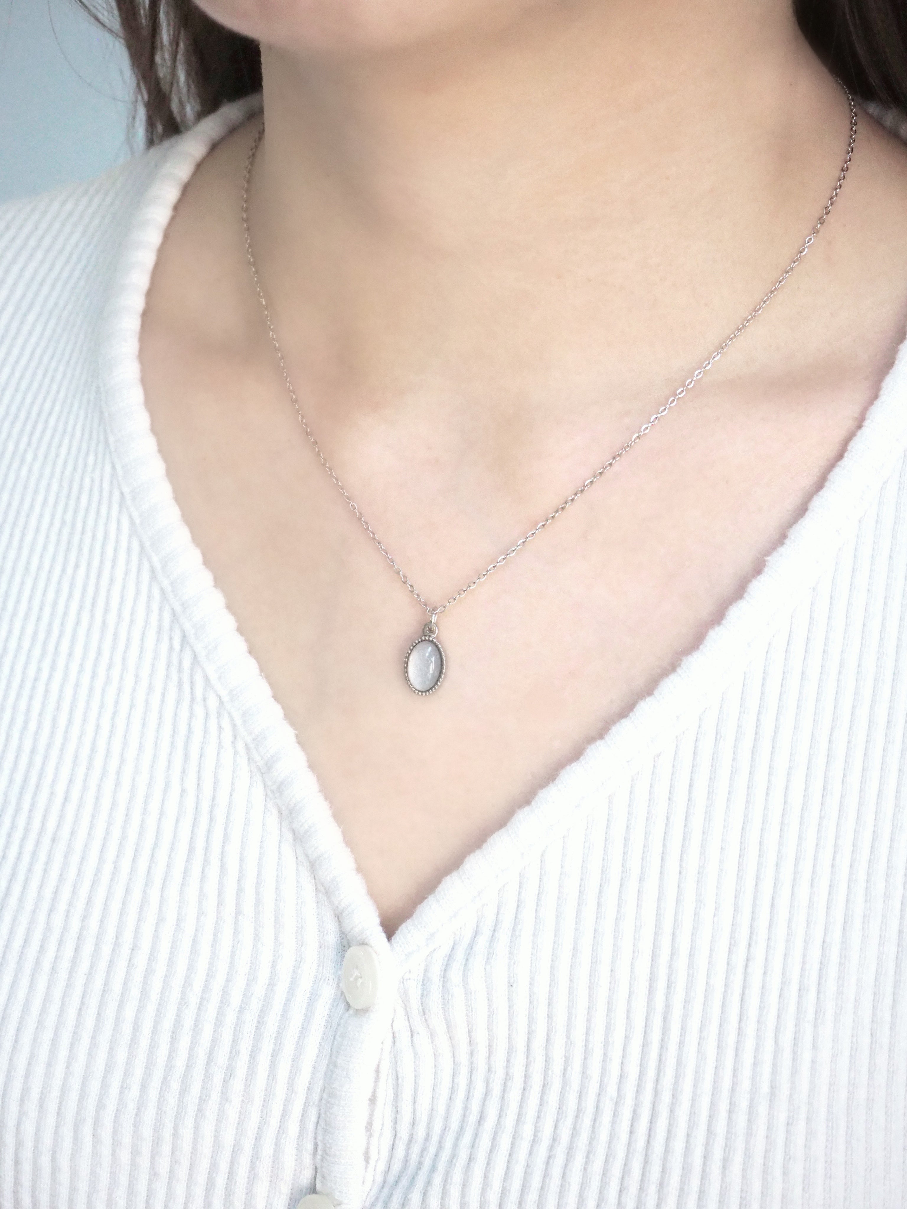 [surgical steel] basic gemstone necklace