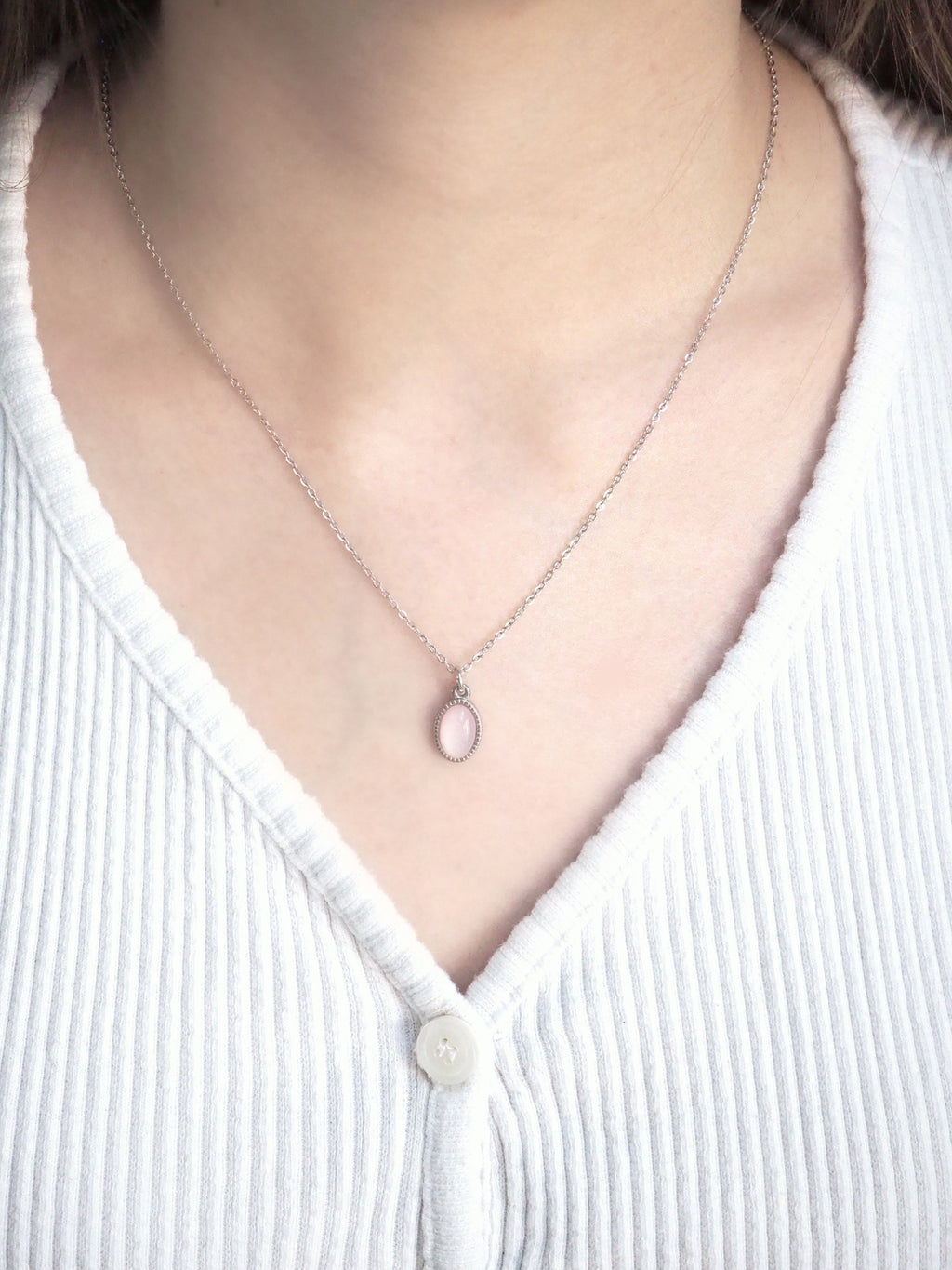 [surgical steel] basic gemstone necklace