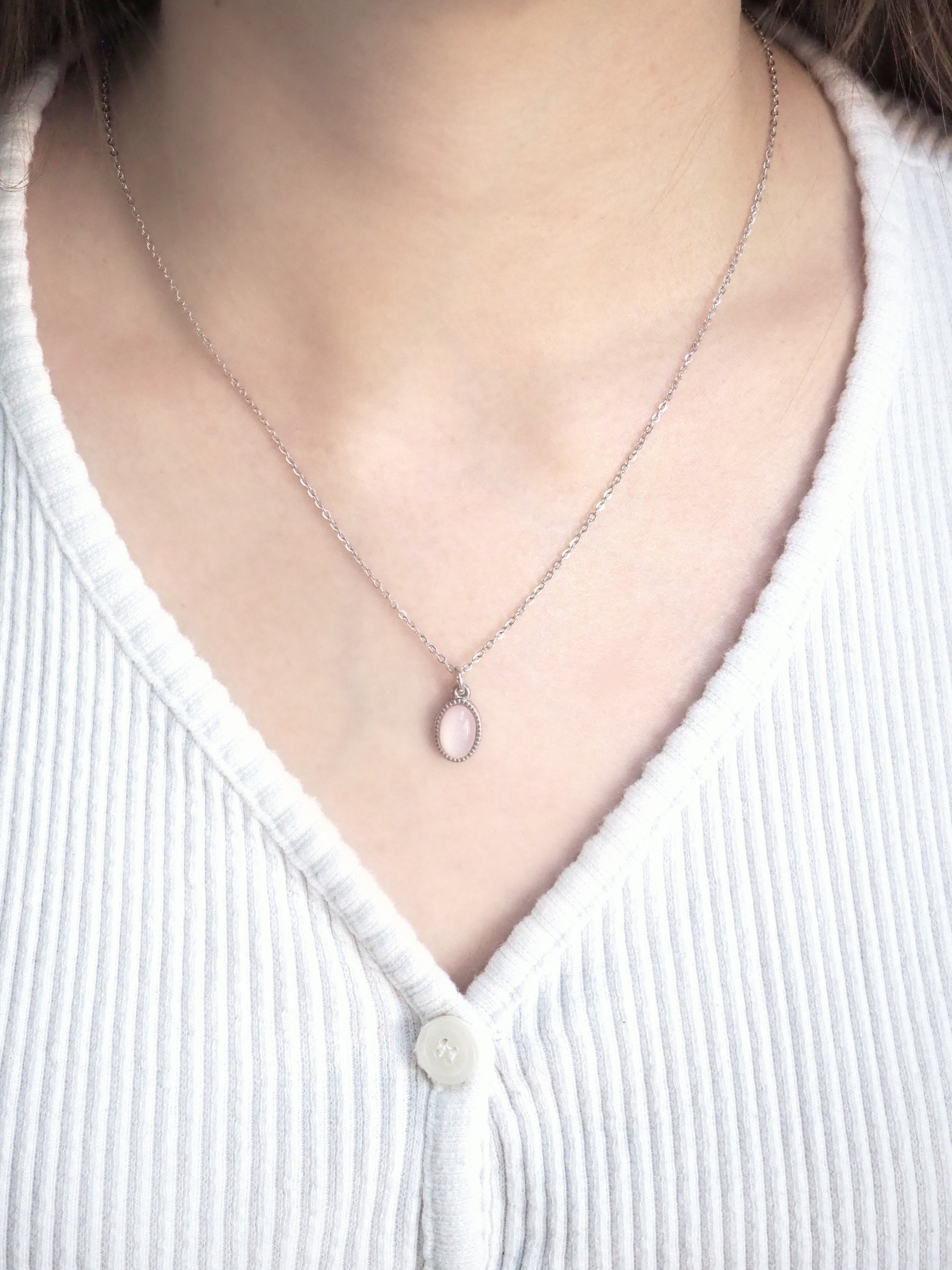[surgical steel] basic gemstone necklace
