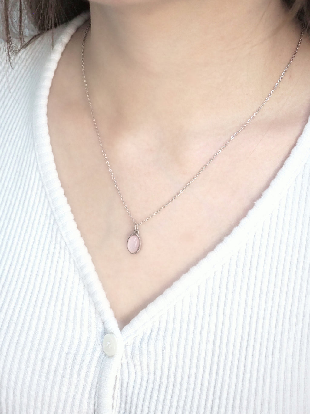 [surgical steel] basic gemstone necklace