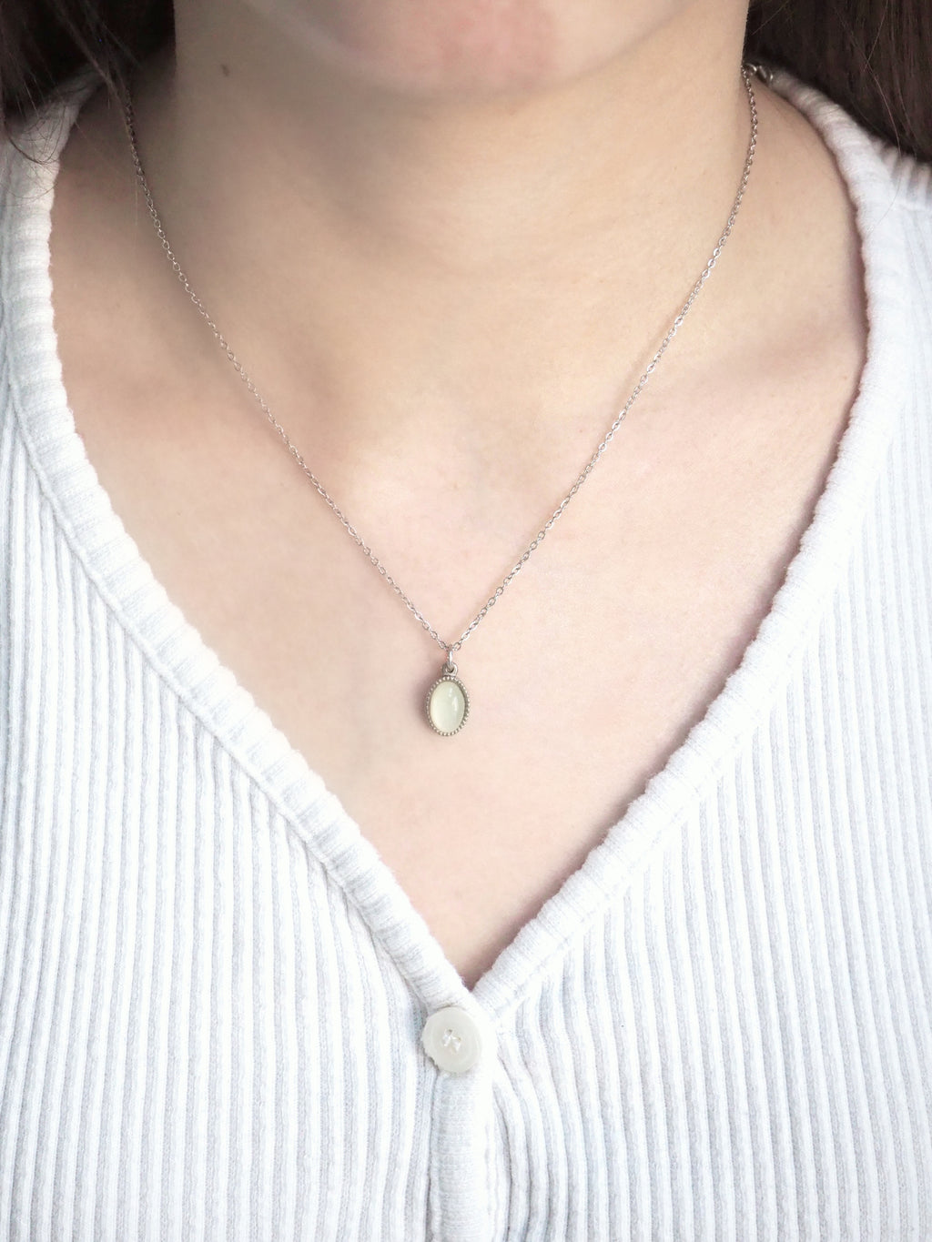 [surgical steel] basic gemstone necklace