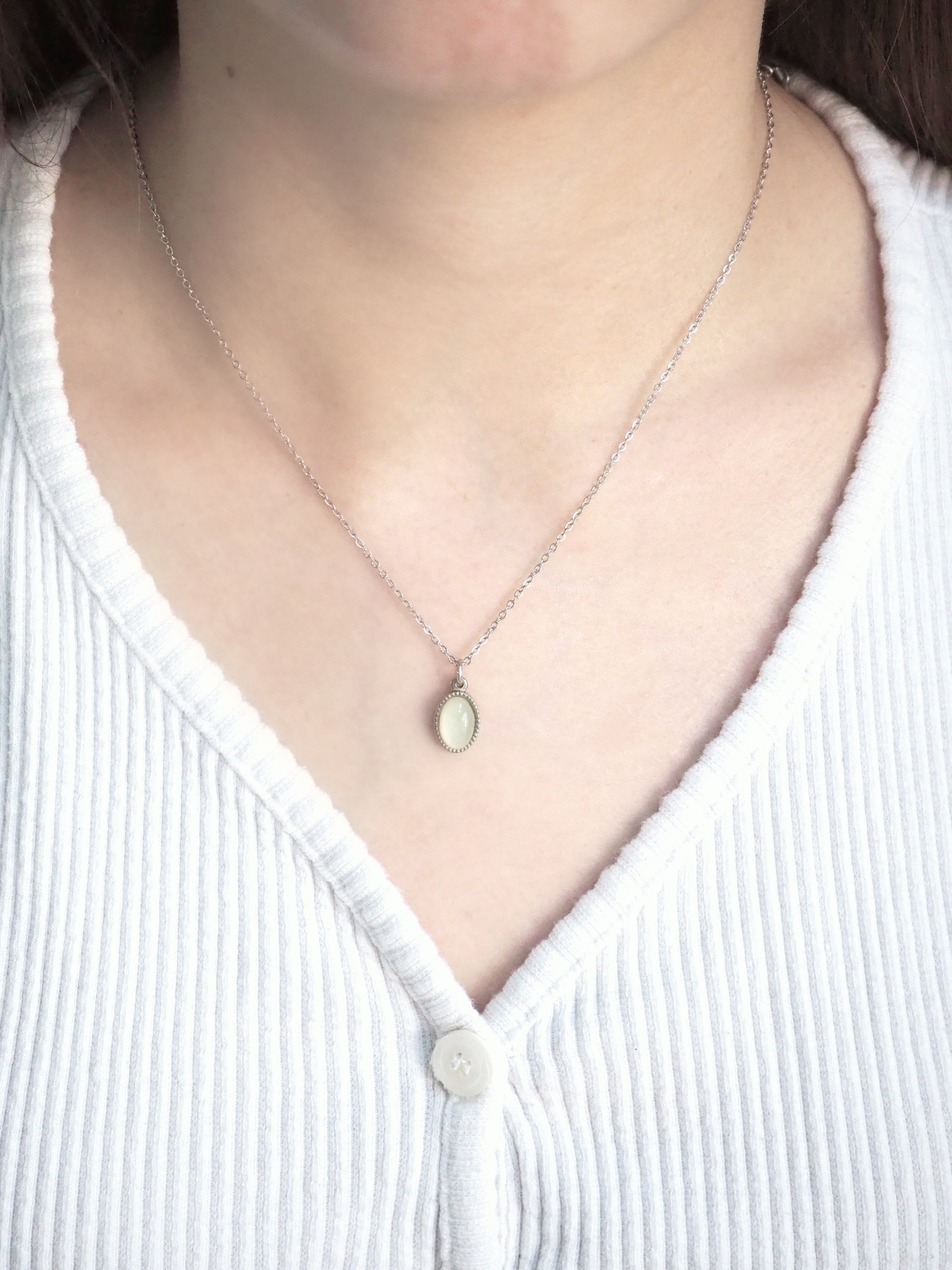 [surgical steel] basic gemstone necklace
