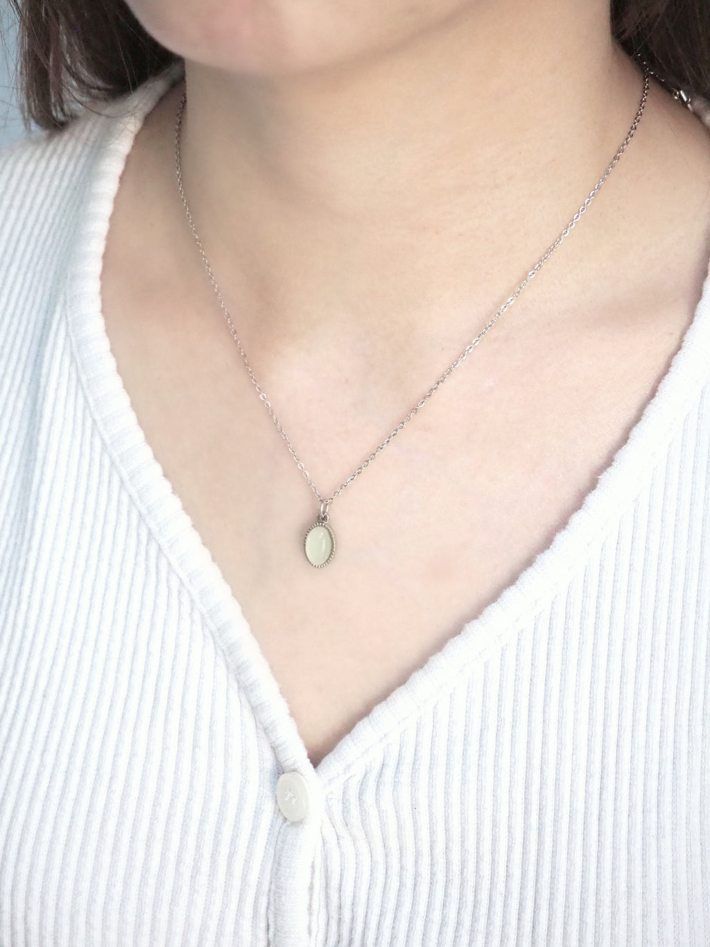 [surgical steel] basic gemstone necklace