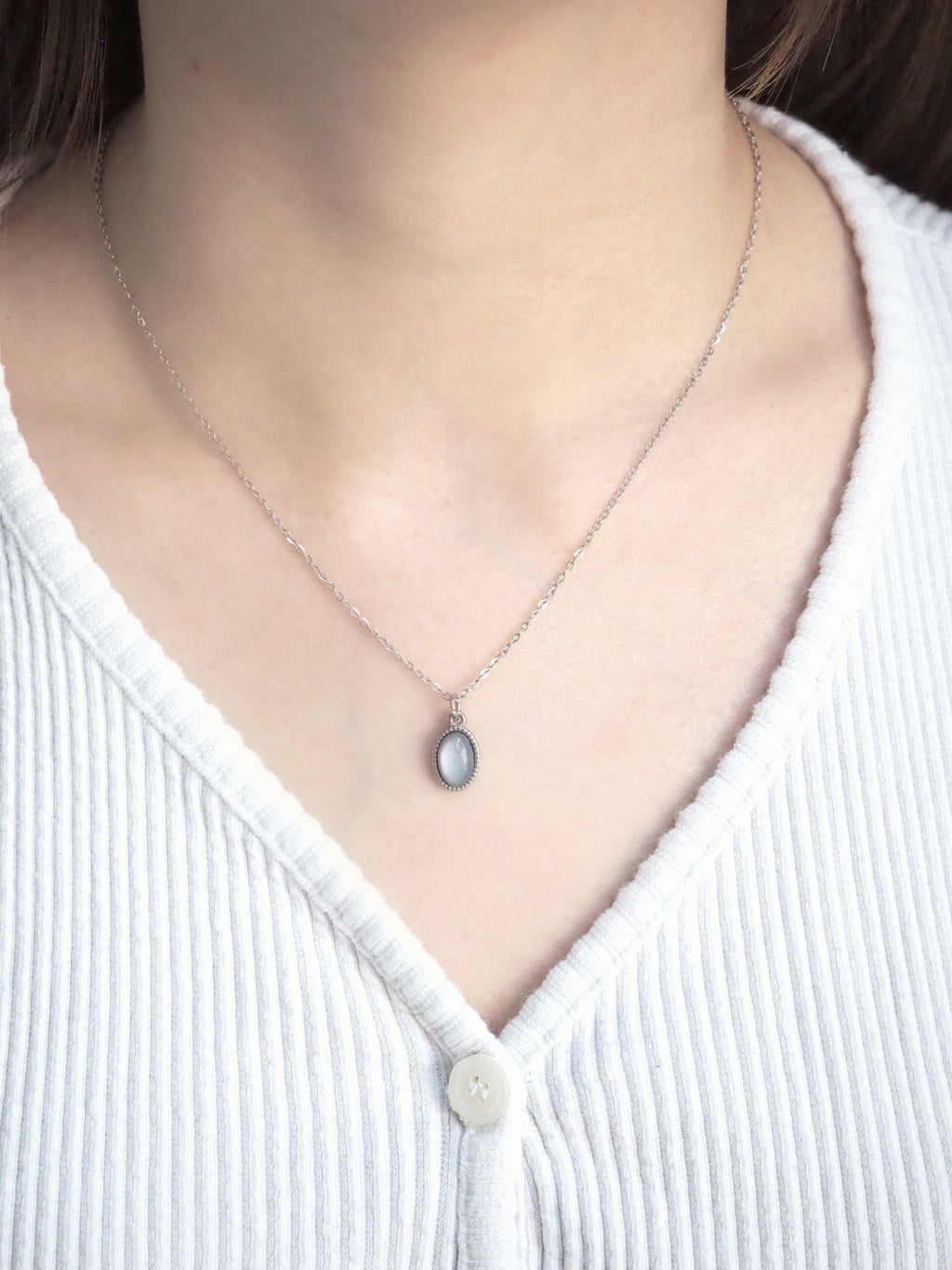 [surgical steel] basic gemstone necklace