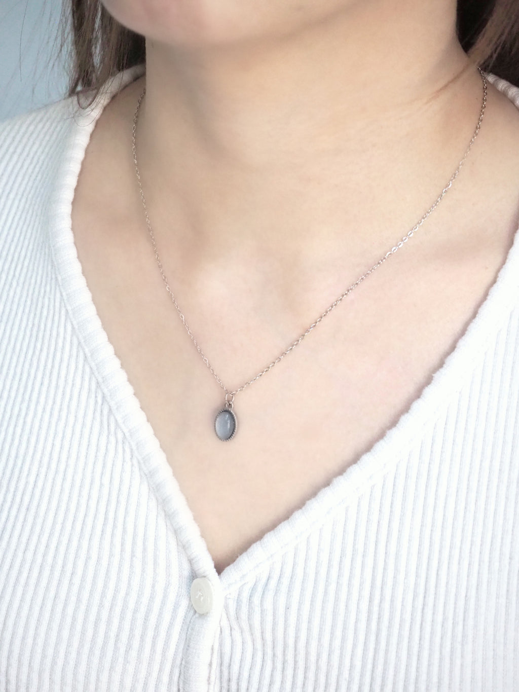 [surgical steel] basic gemstone necklace