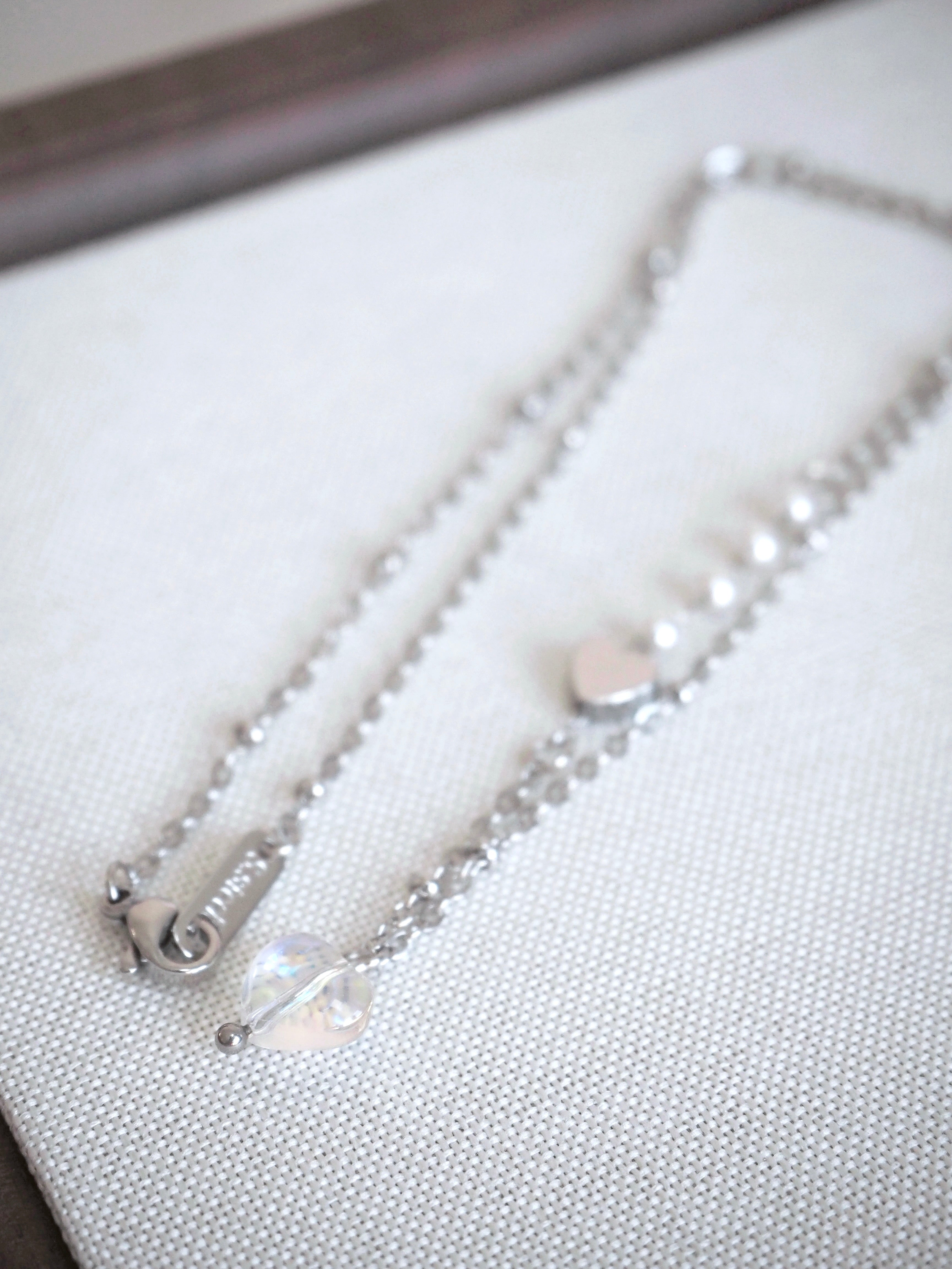 [surgical steel] heart pendant pearl necklace