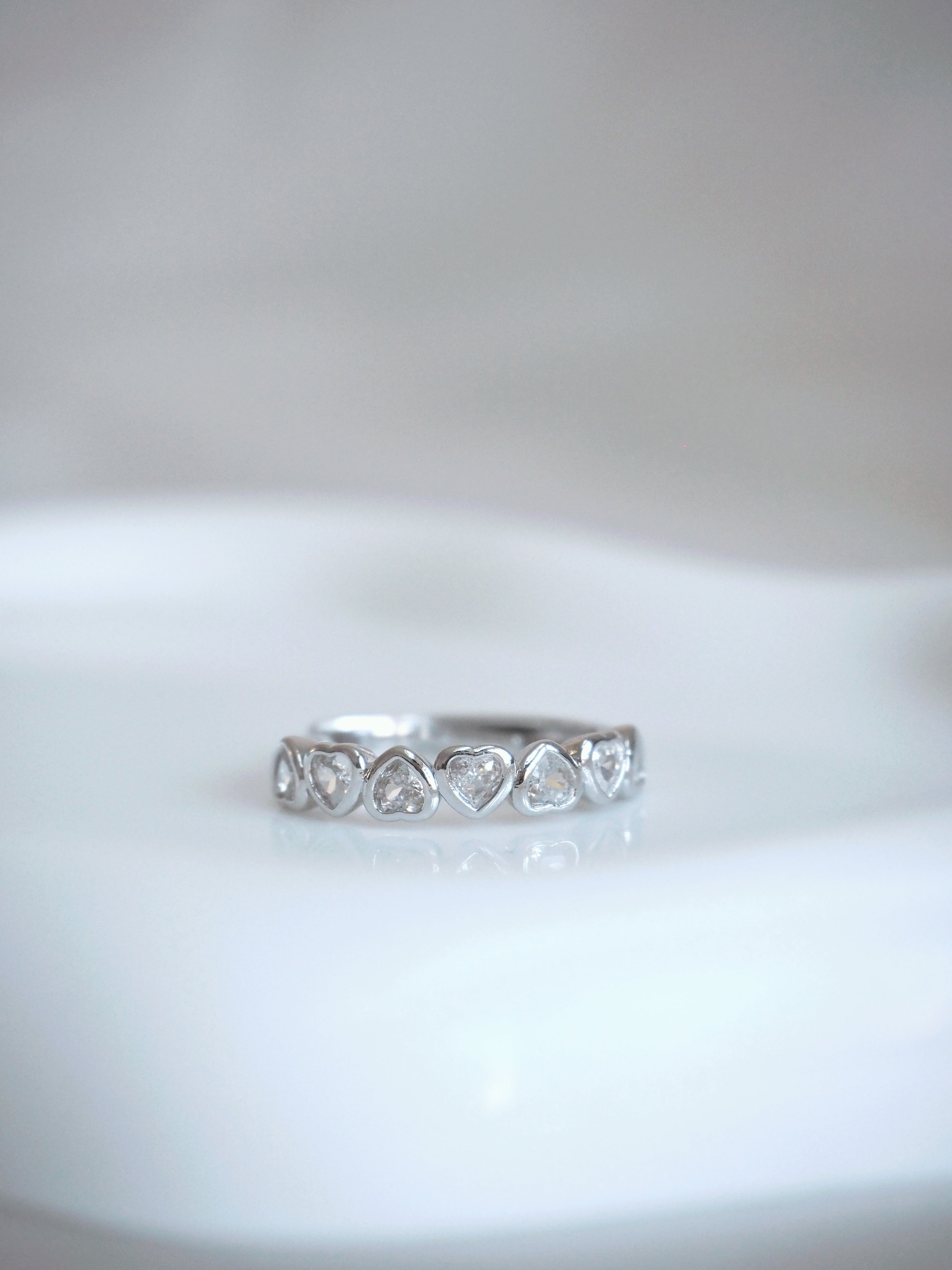 silver-plated heart cubic zirconia ring